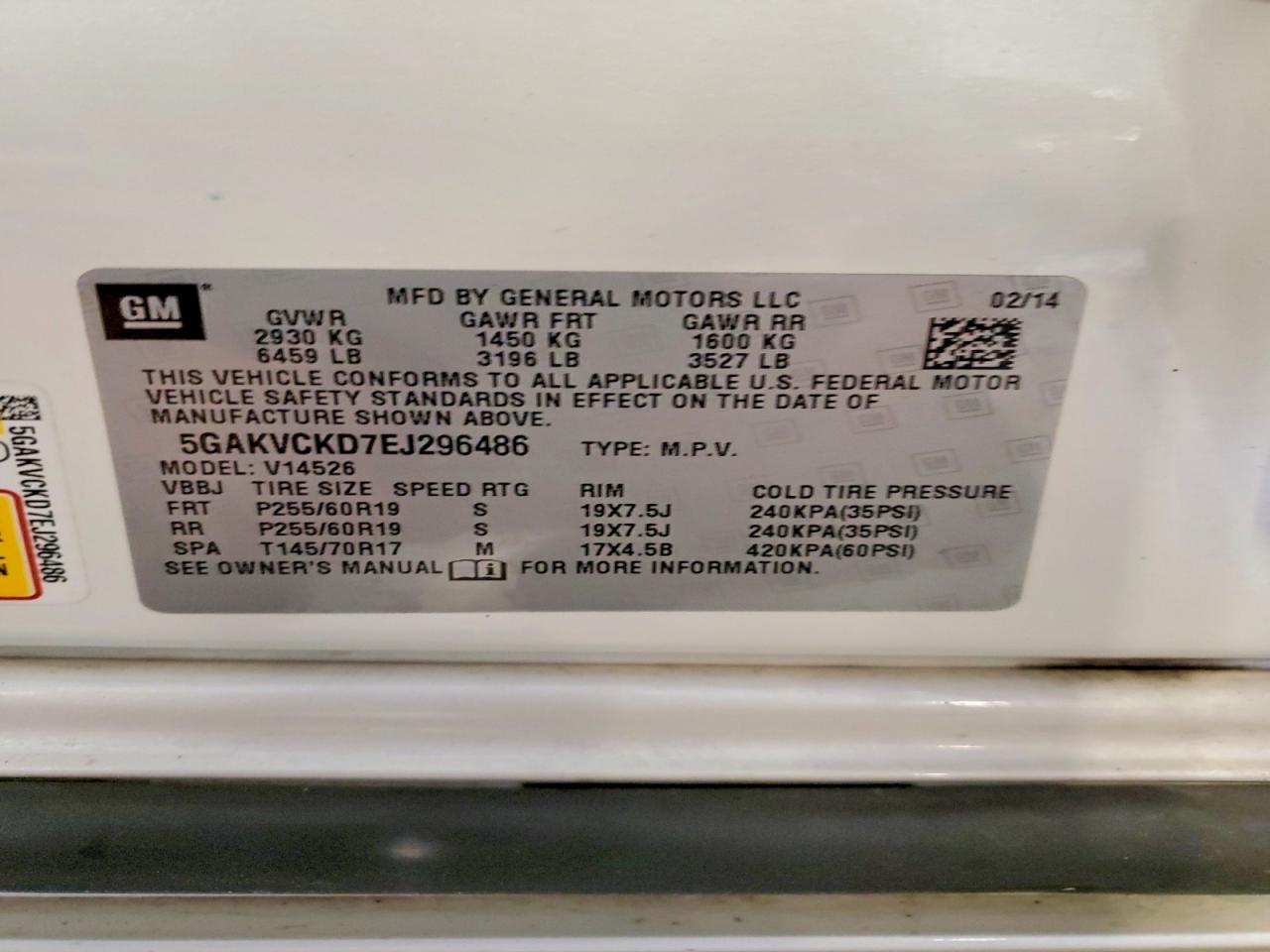 2014 Buick Enclave White vin: 5GAKVCKD7EJ296486