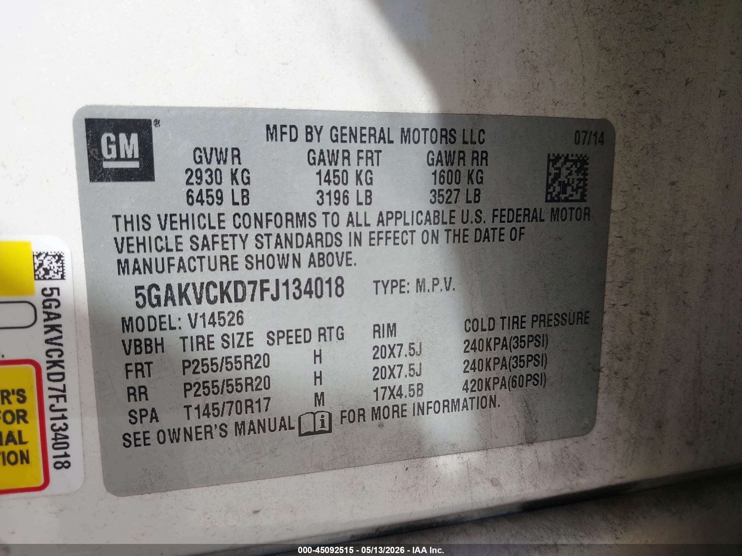 2015 Buick Enclave Premium White vin: 5GAKVCKD7FJ134018