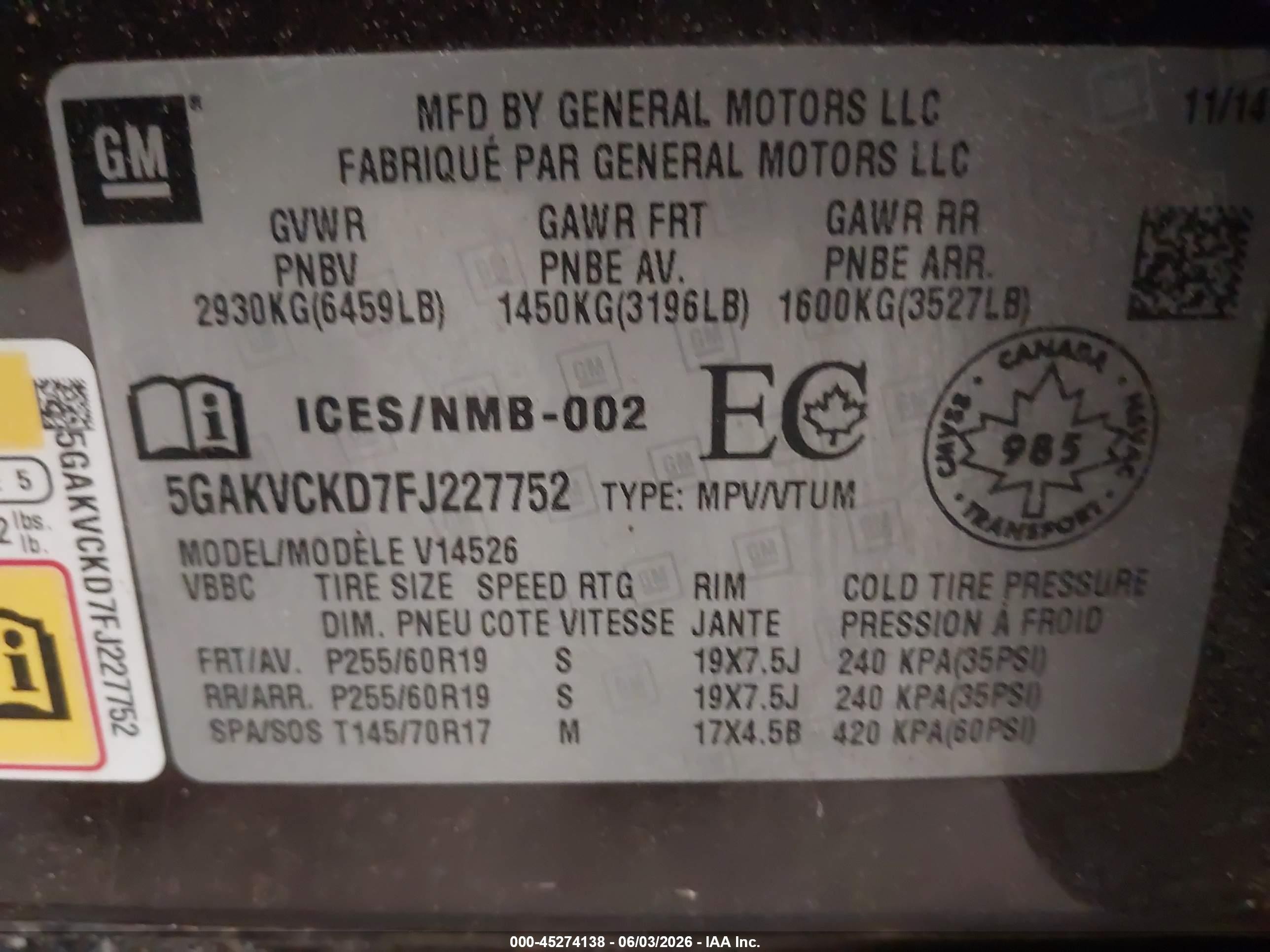 2015 Buick Enclave Premium Brown vin: 5GAKVCKD7FJ227752