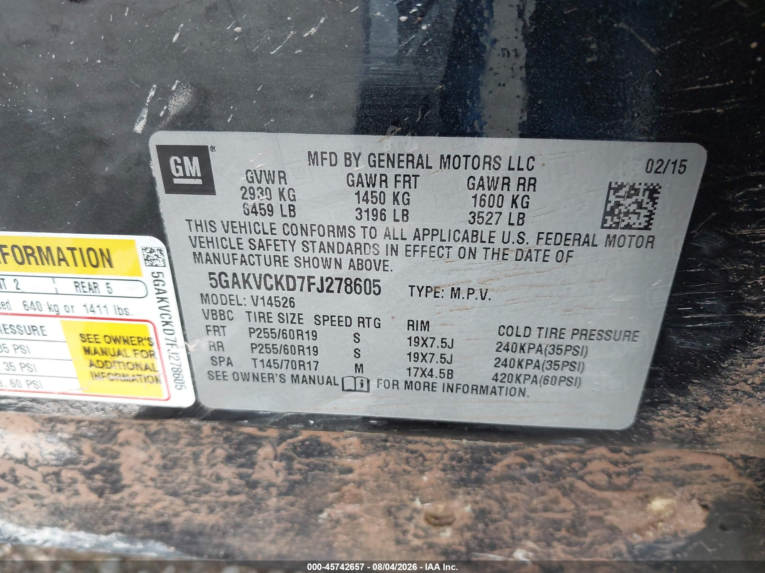 2015 Buick Enclave Premium Black vin: 5GAKVCKD7FJ278605