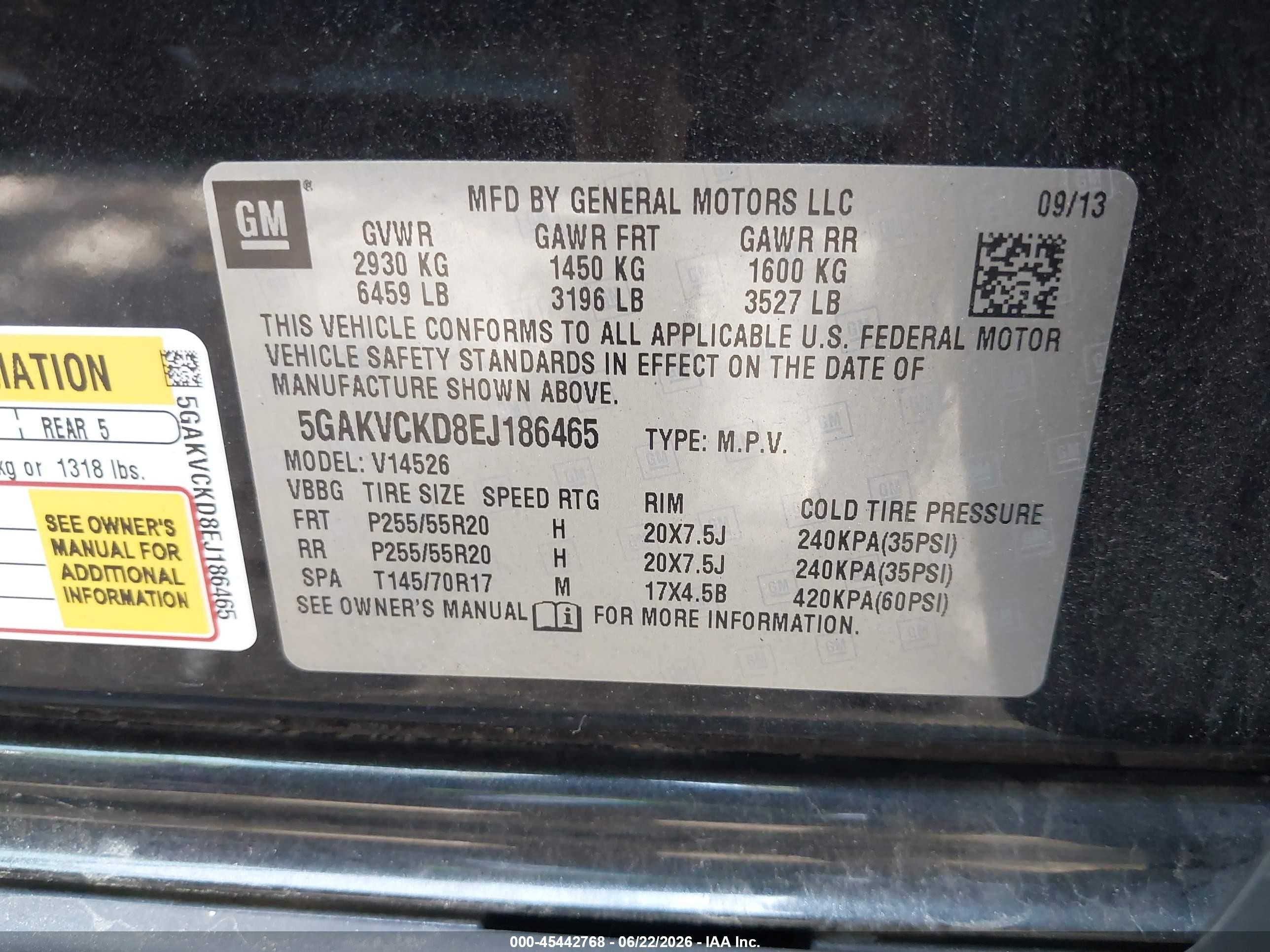 2014 Buick Enclave Premium Black vin: 5GAKVCKD8EJ186465