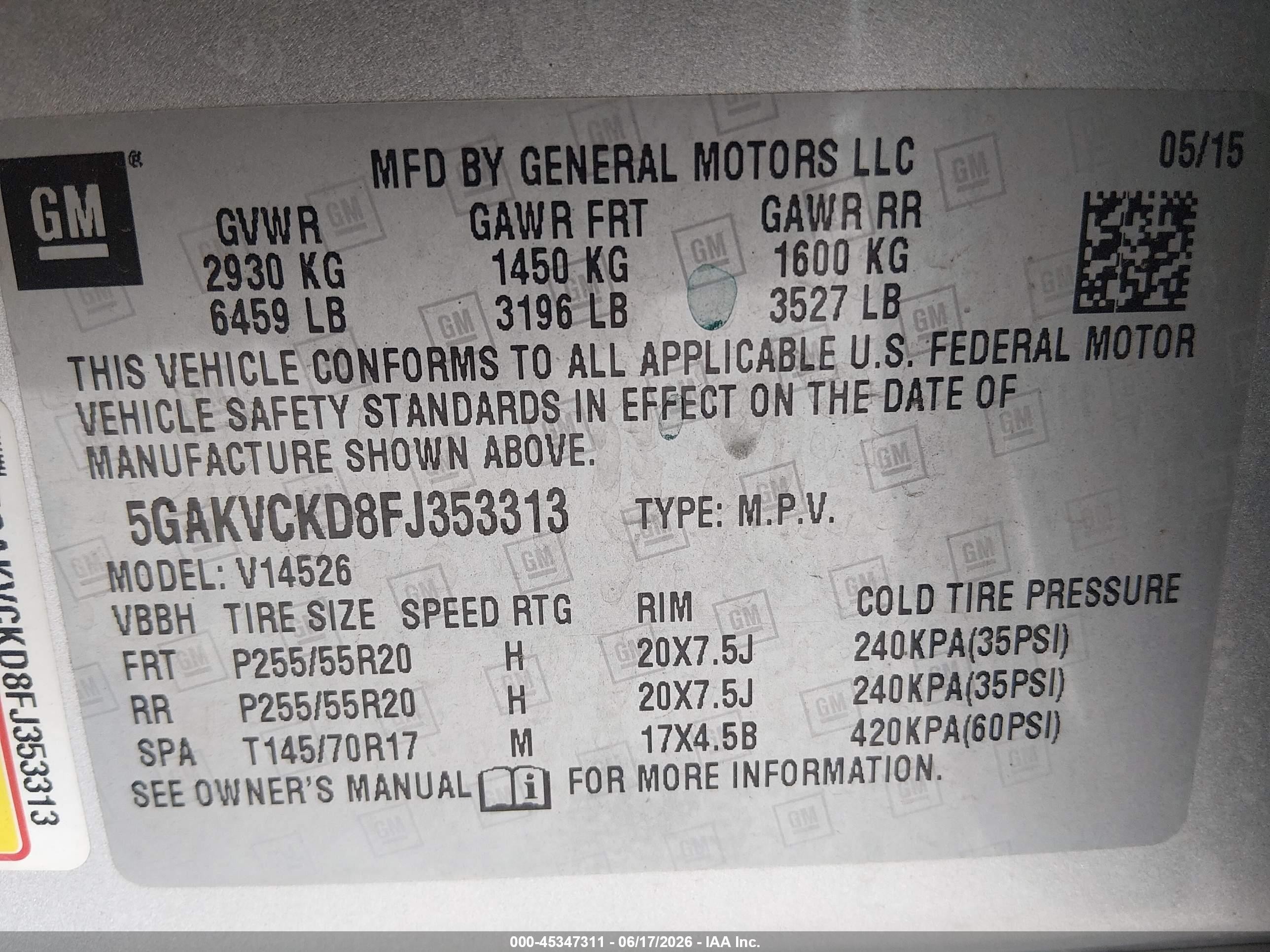 2015 Buick Enclave Premium Silver vin: 5GAKVCKD8FJ353313