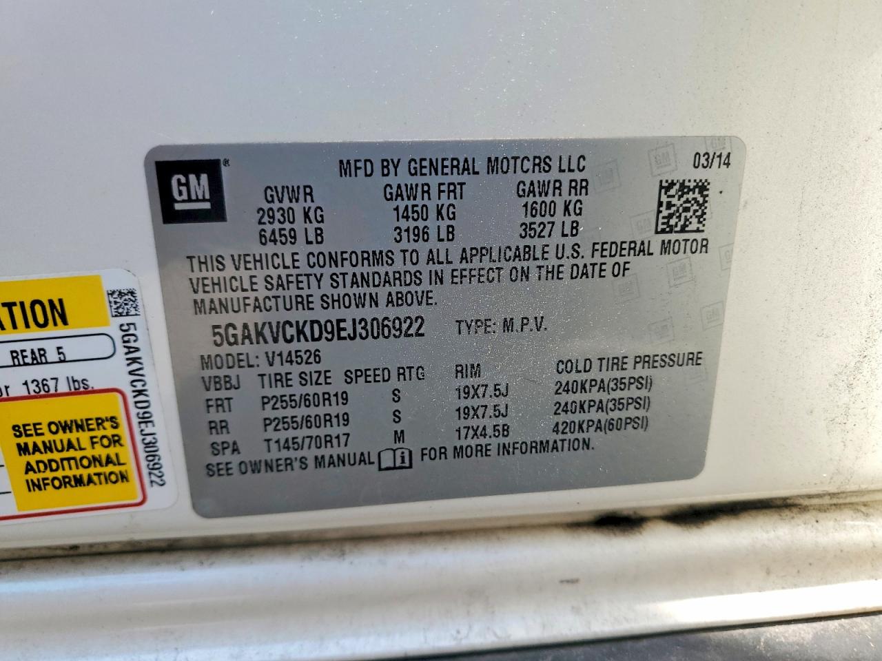 2014 Buick Enclave Белый vin: 5GAKVCKD9EJ306922