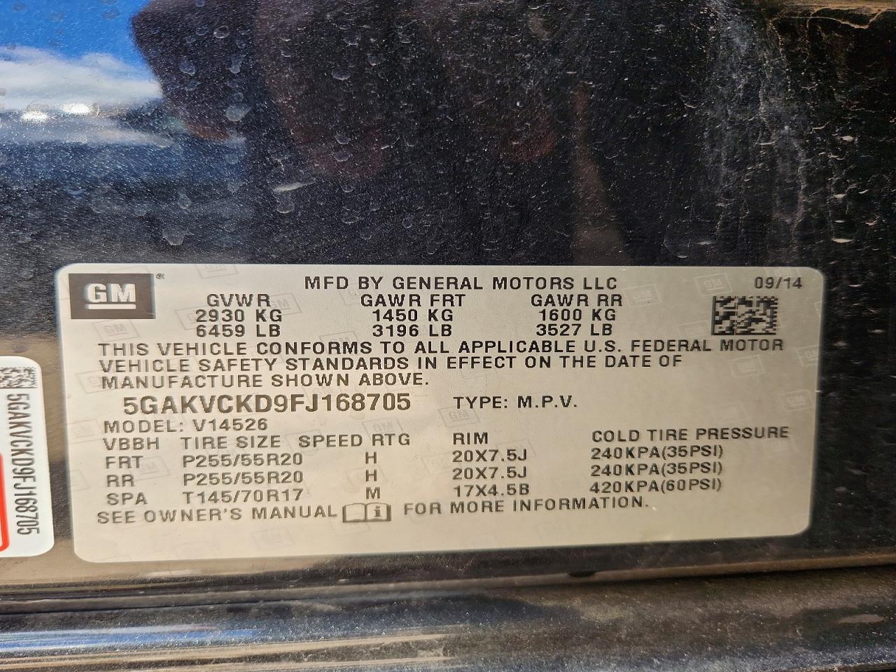 2015 Buick Enclave Black vin: 5GAKVCKD9FJ168705
