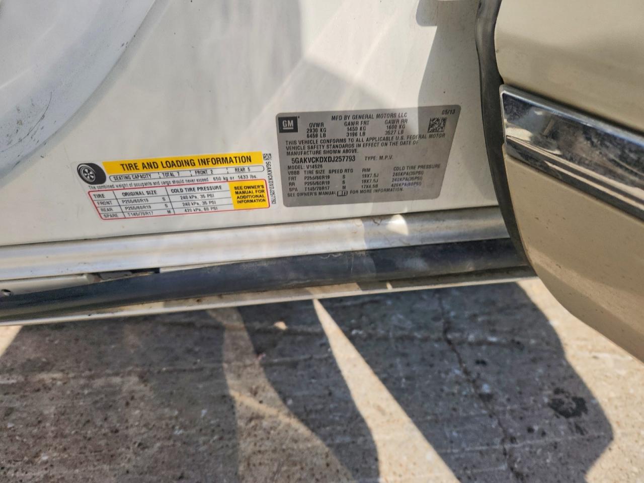 2013 Buick Enclave White vin: 5GAKVCKDXDJ257793