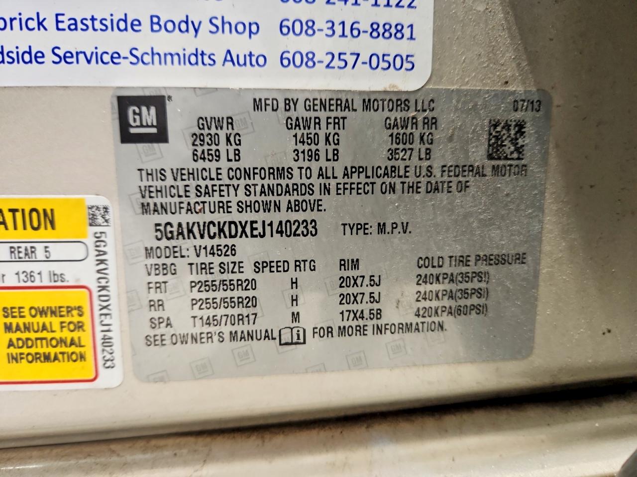 2014 Buick Enclave Золотой vin: 5GAKVCKDXEJ140233