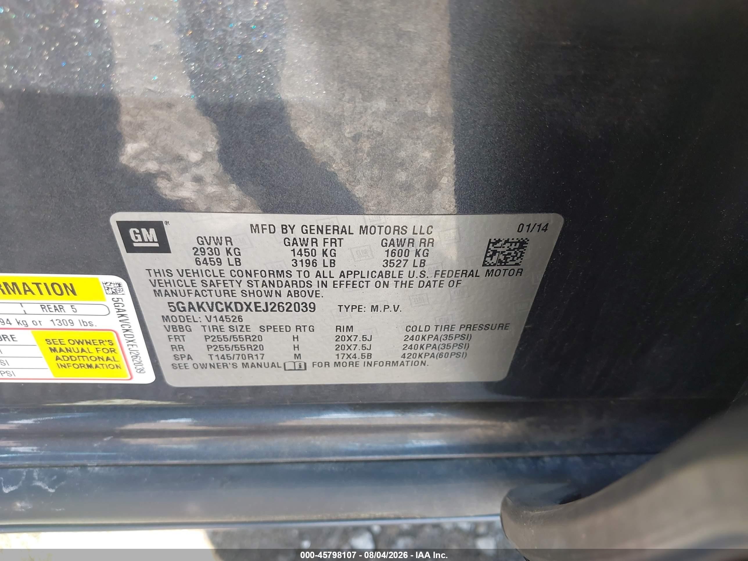 2014 Buick Enclave Premium Gray vin: 5GAKVCKDXEJ262039