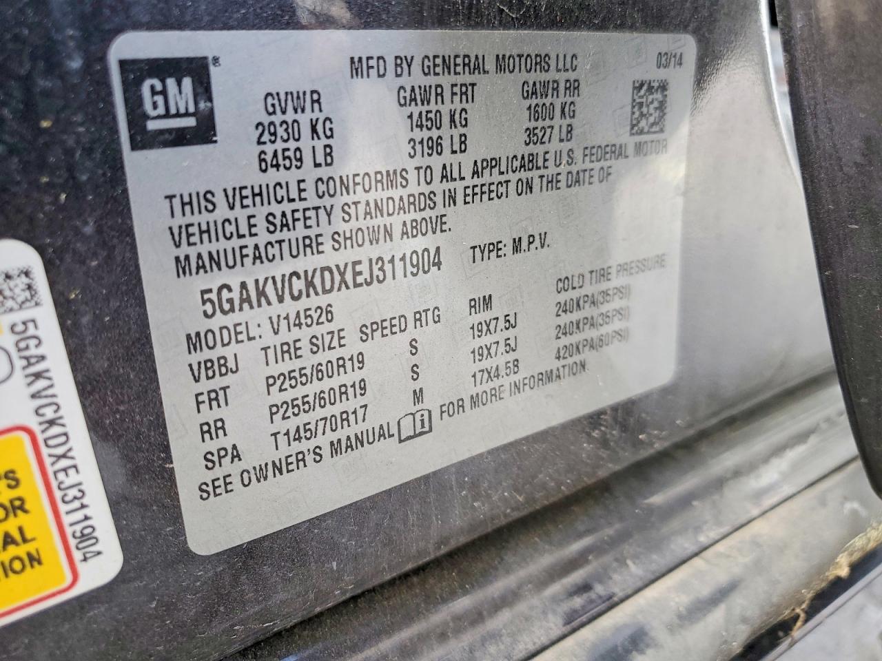 2014 Buick Enclave Gray vin: 5GAKVCKDXEJ311904