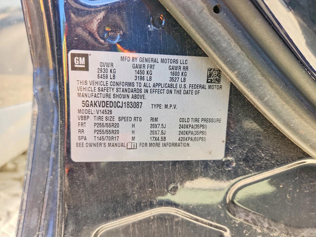 2012 Buick Enclave Blue vin: 5GAKVDED0CJ183087