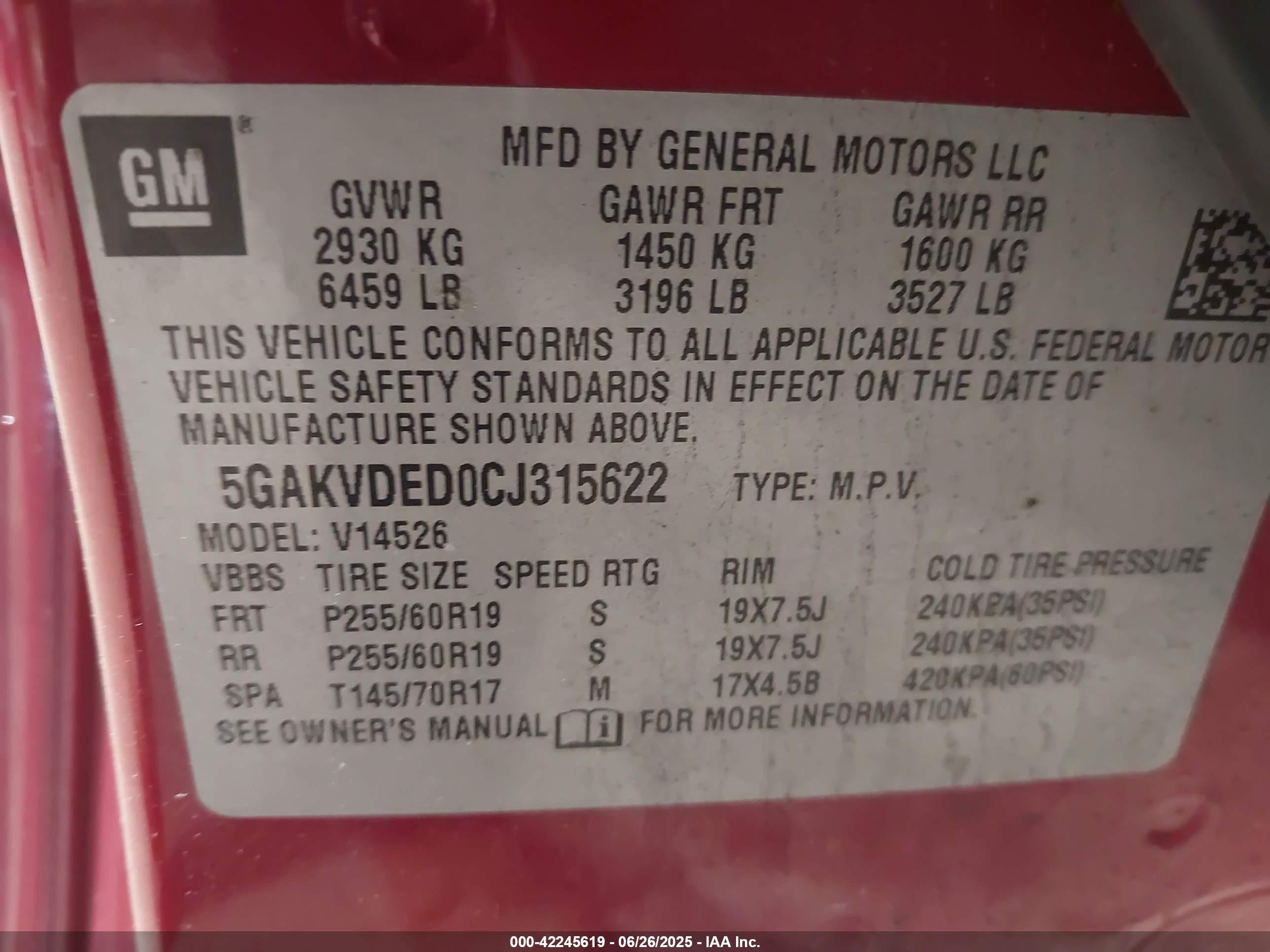 2012 Buick Enclave Premium Красный vin: 5GAKVDED0CJ315622