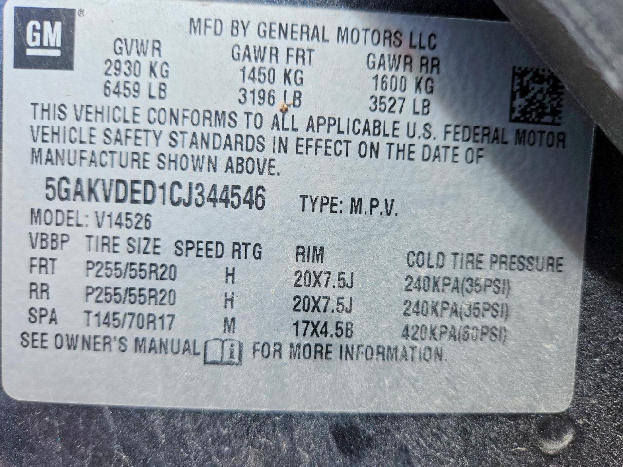 2012 Buick Enclave Blue vin: 5GAKVDED1CJ344546