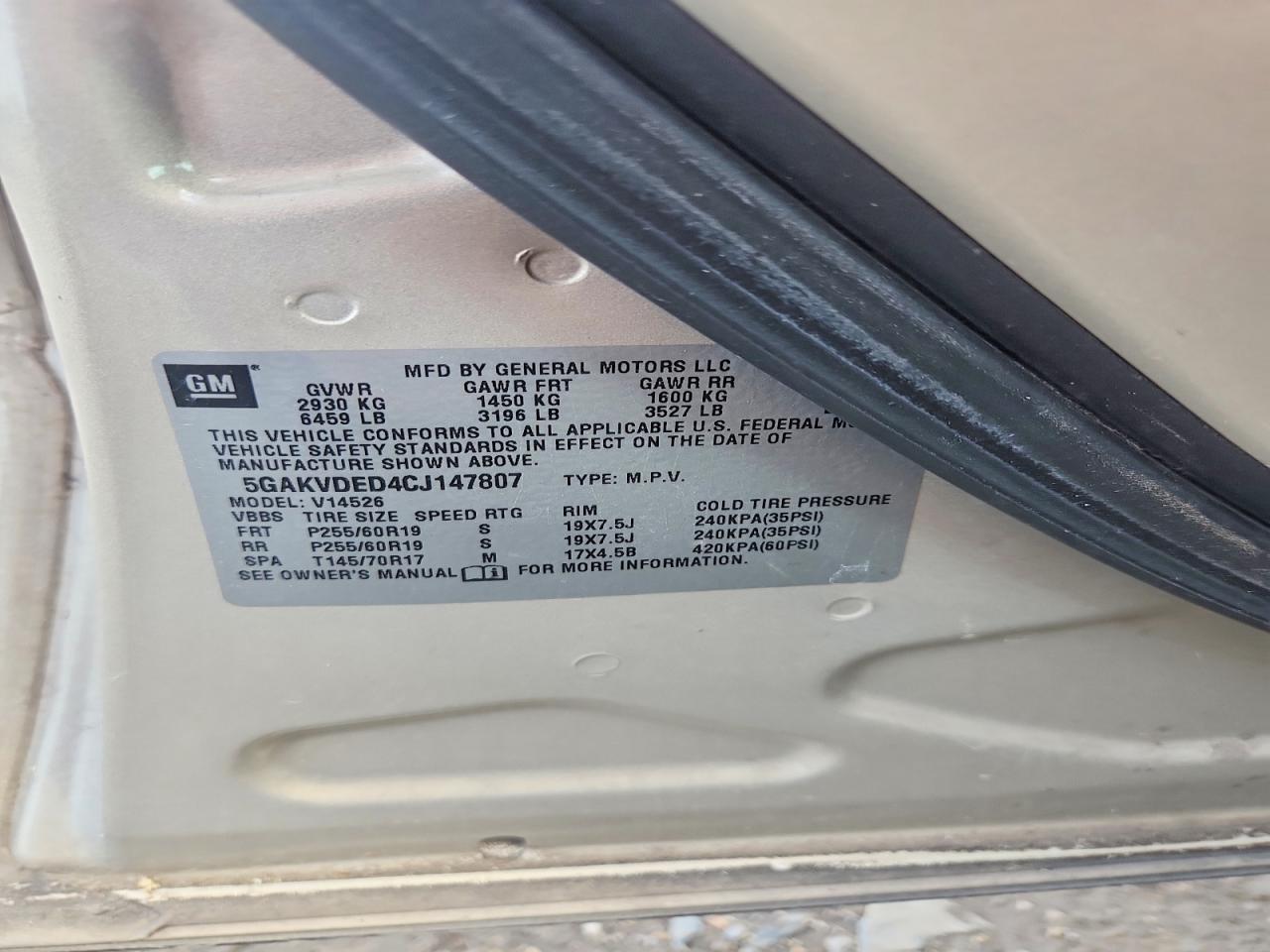 2012 Buick Enclave Tan vin: 5GAKVDED4CJ147807