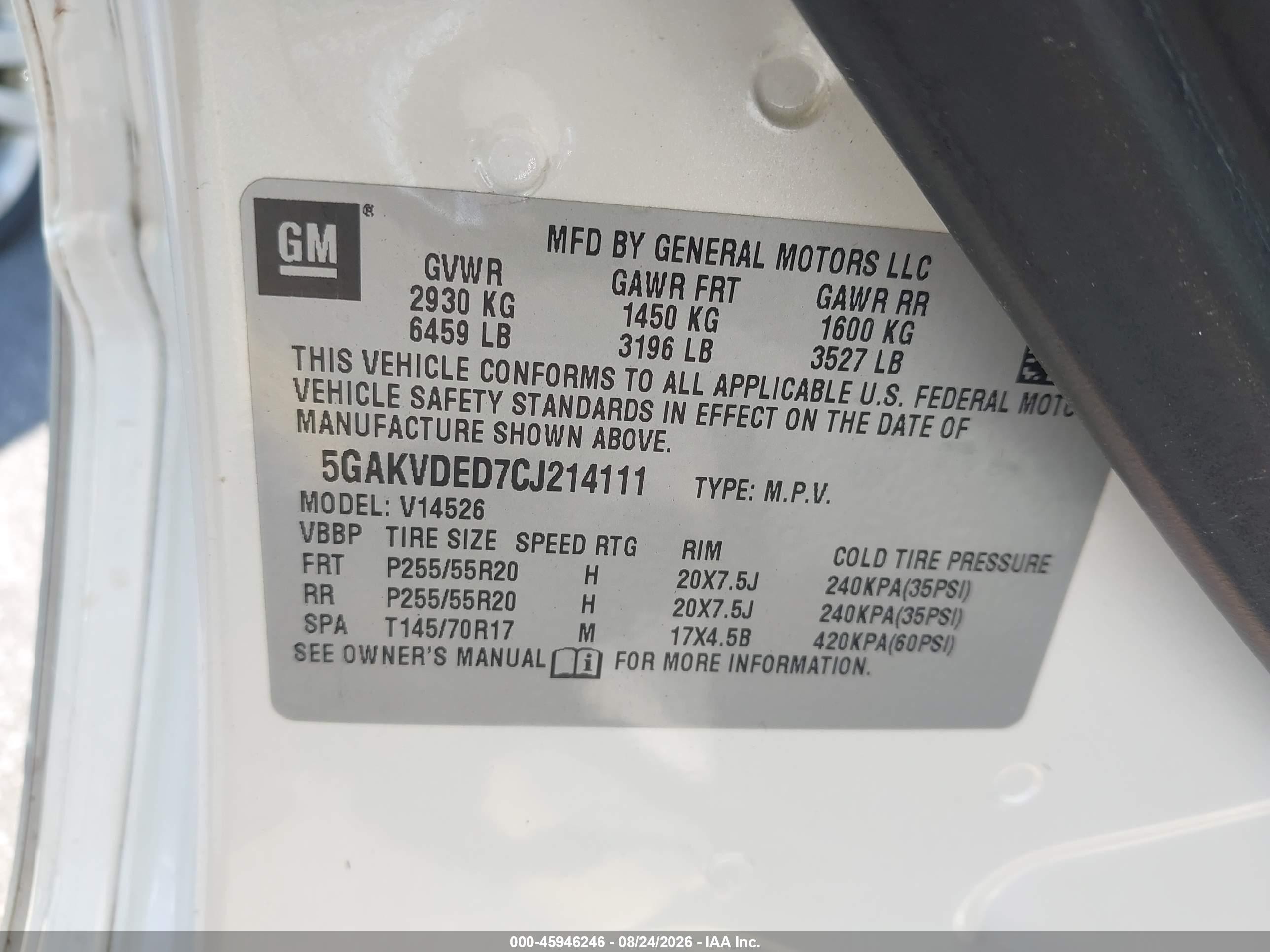 2012 Buick Enclave Premium White vin: 5GAKVDED7CJ214111