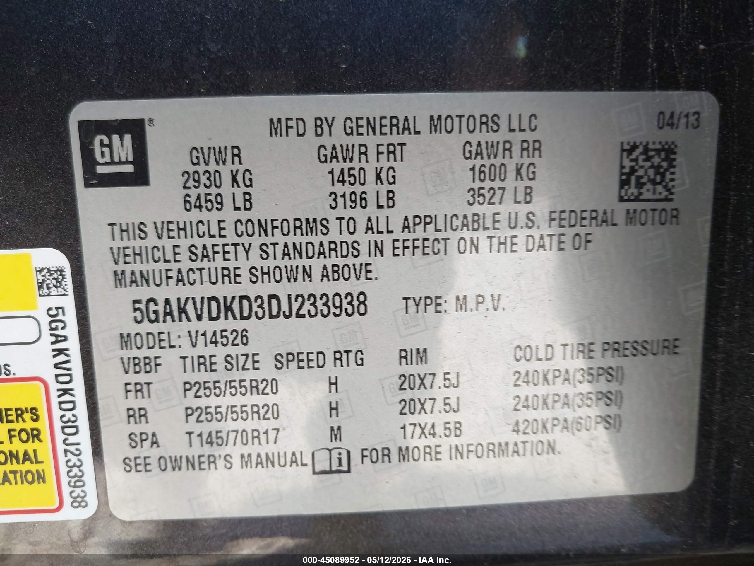2013 Buick Enclave Premium Gray vin: 5GAKVDKD3DJ233938