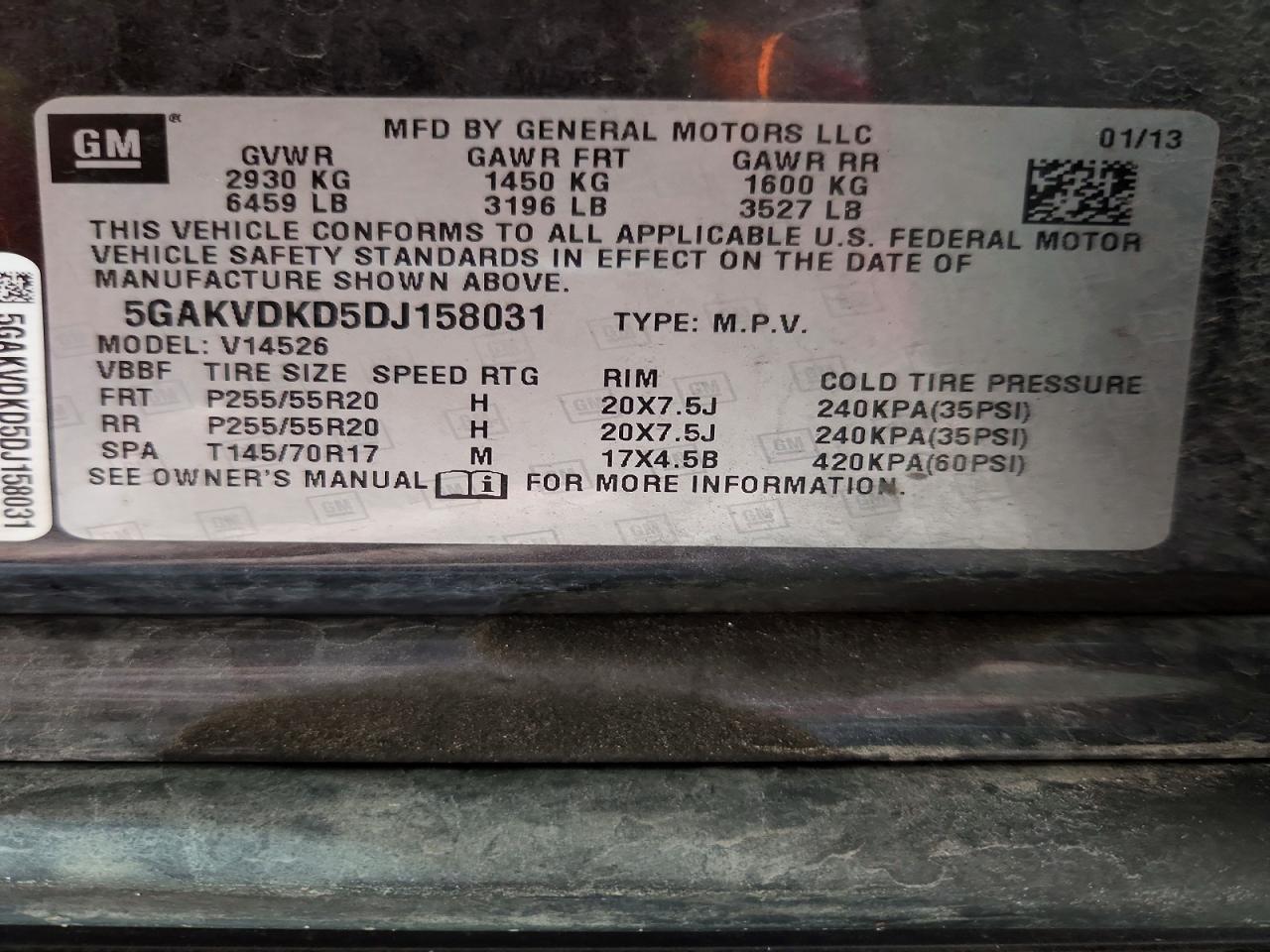 2013 Buick Enclave Серый vin: 5GAKVDKD5DJ158031