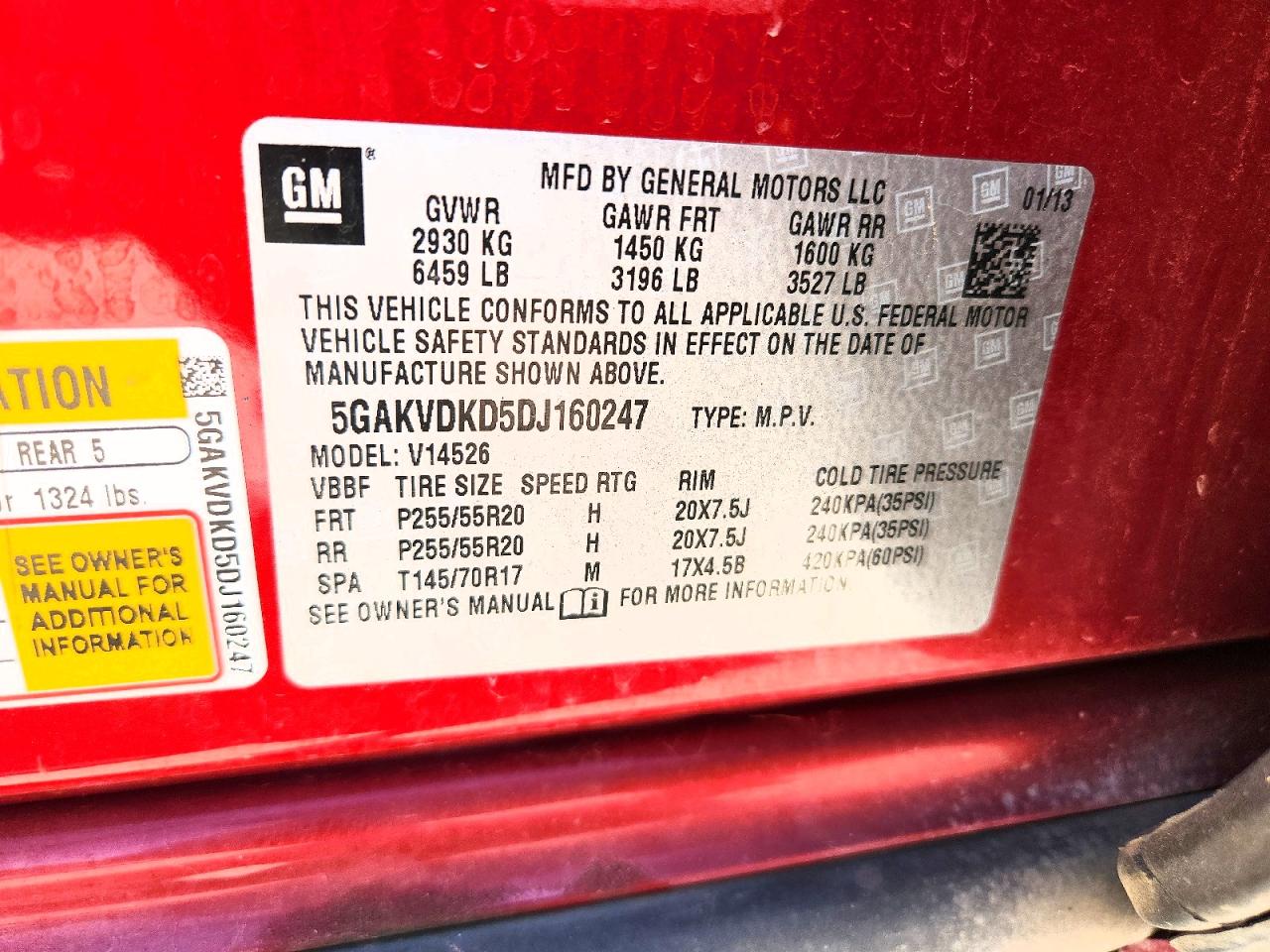 2013 Buick Enclave Red vin: 5GAKVDKD5DJ160247