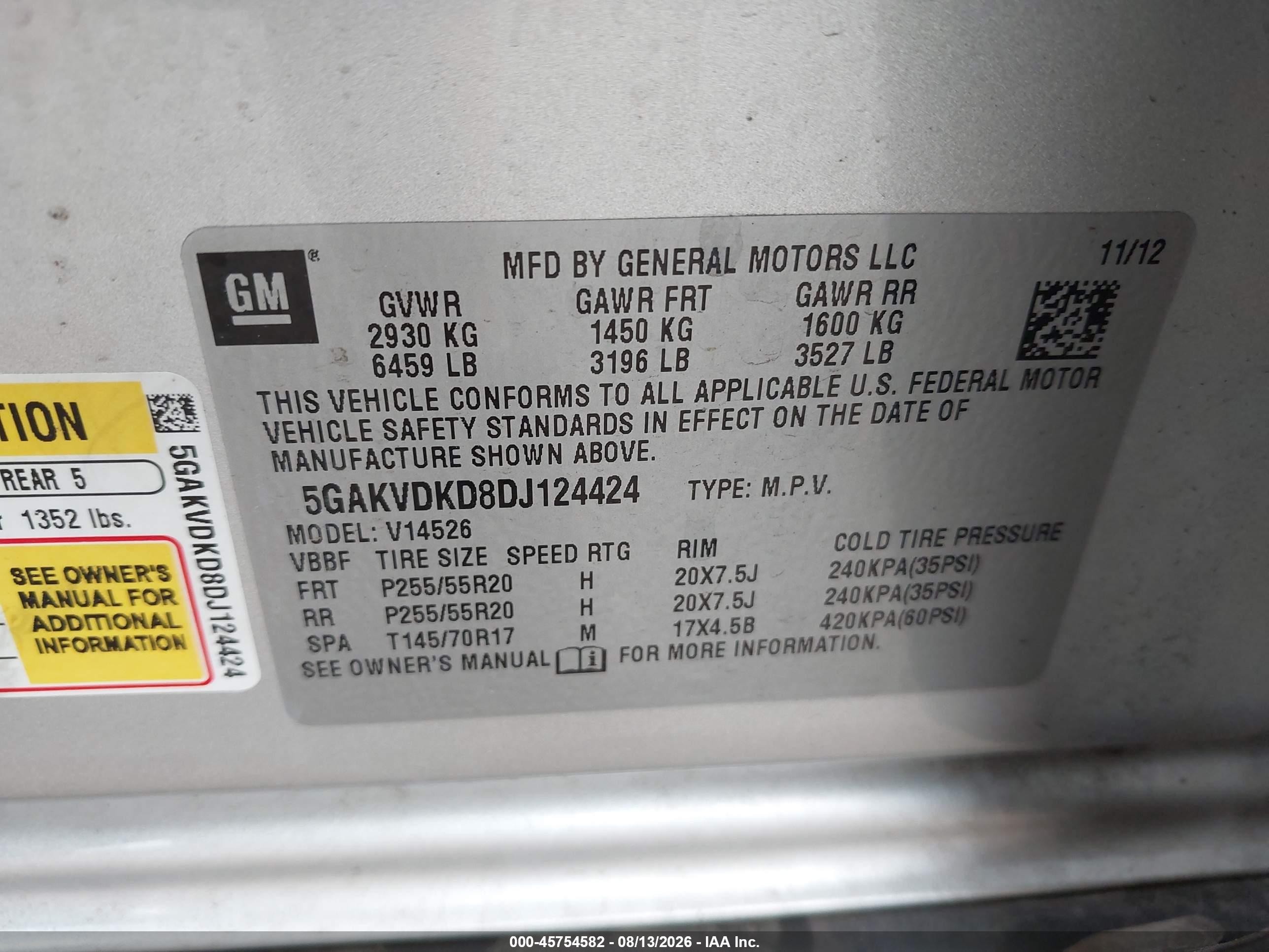 2013 Buick Enclave Premium Silver vin: 5GAKVDKD8DJ124424