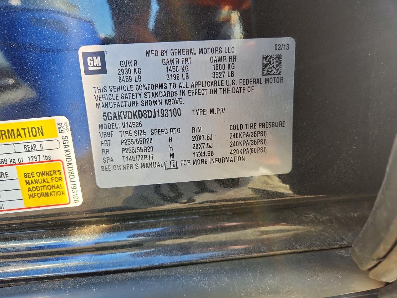 2013 Buick Enclave Black vin: 5GAKVDKD8DJ193100