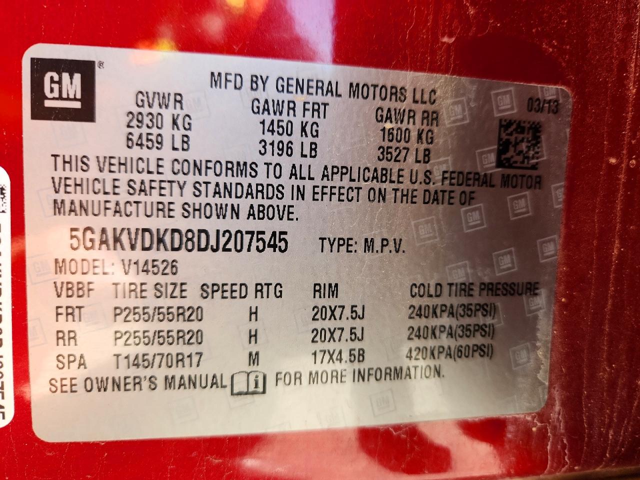 2013 Buick Enclave Красный vin: 5GAKVDKD8DJ207545