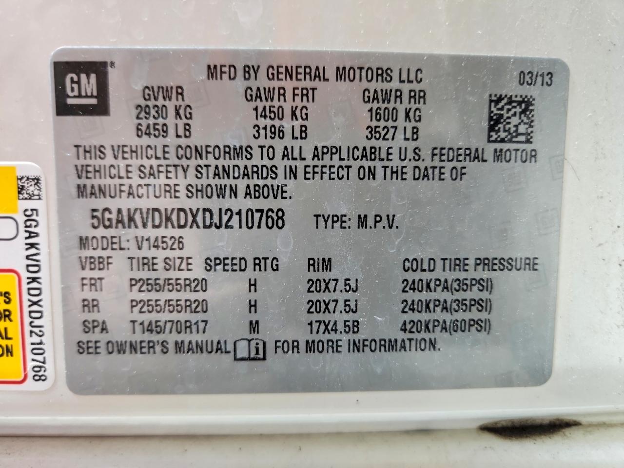 2013 Buick Enclave White vin: 5GAKVDKDXDJ210768