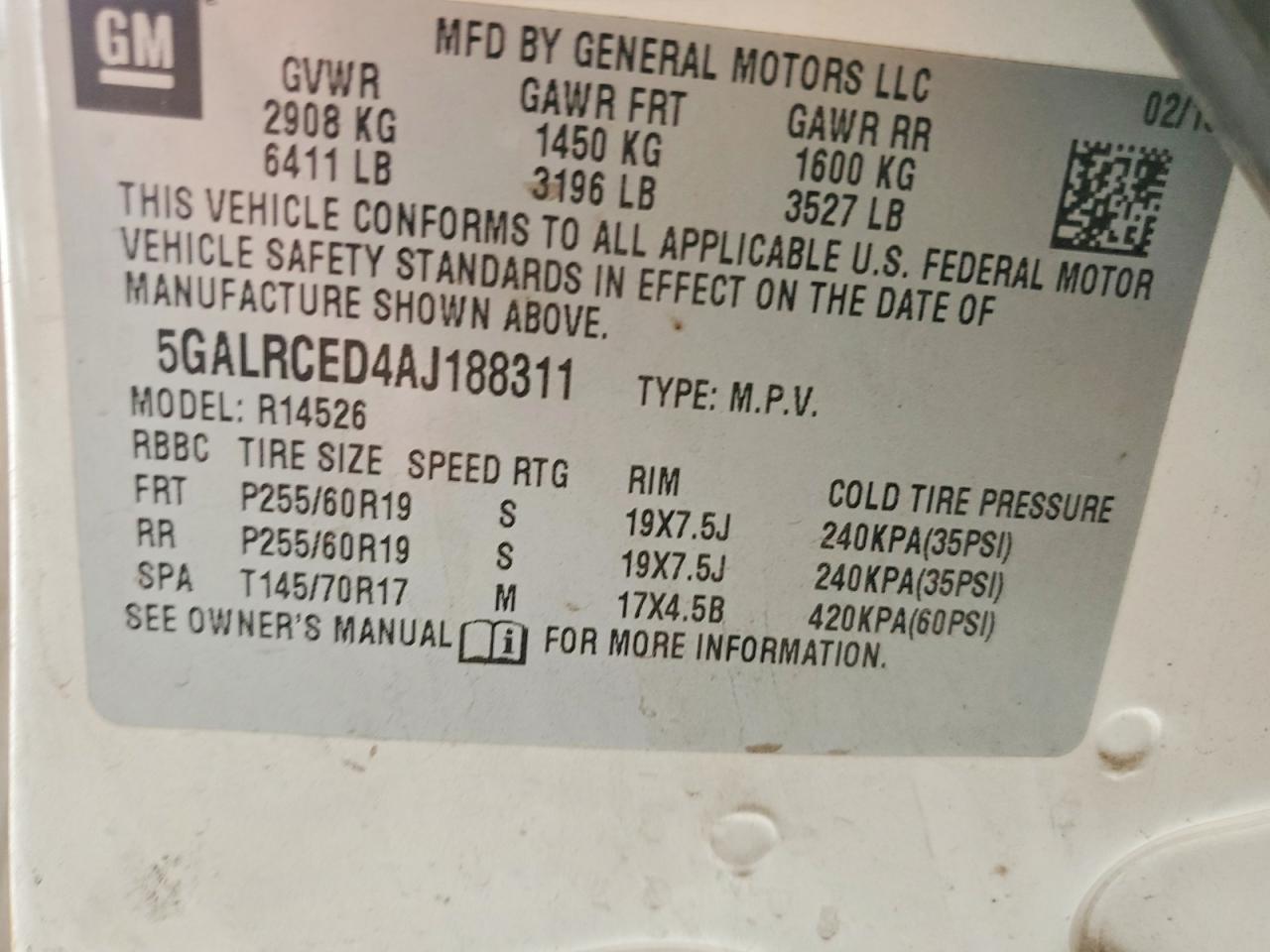 2010 Buick Enclave Beige vin: 5GALRCED4AJ188311