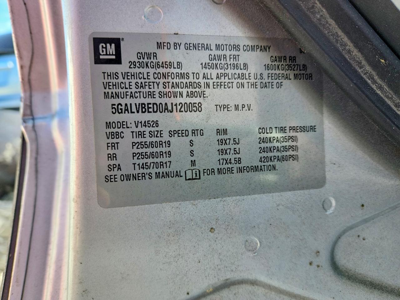 2010 Buick Enclave Cxl Silver vin: 5GALVBED0AJ120058