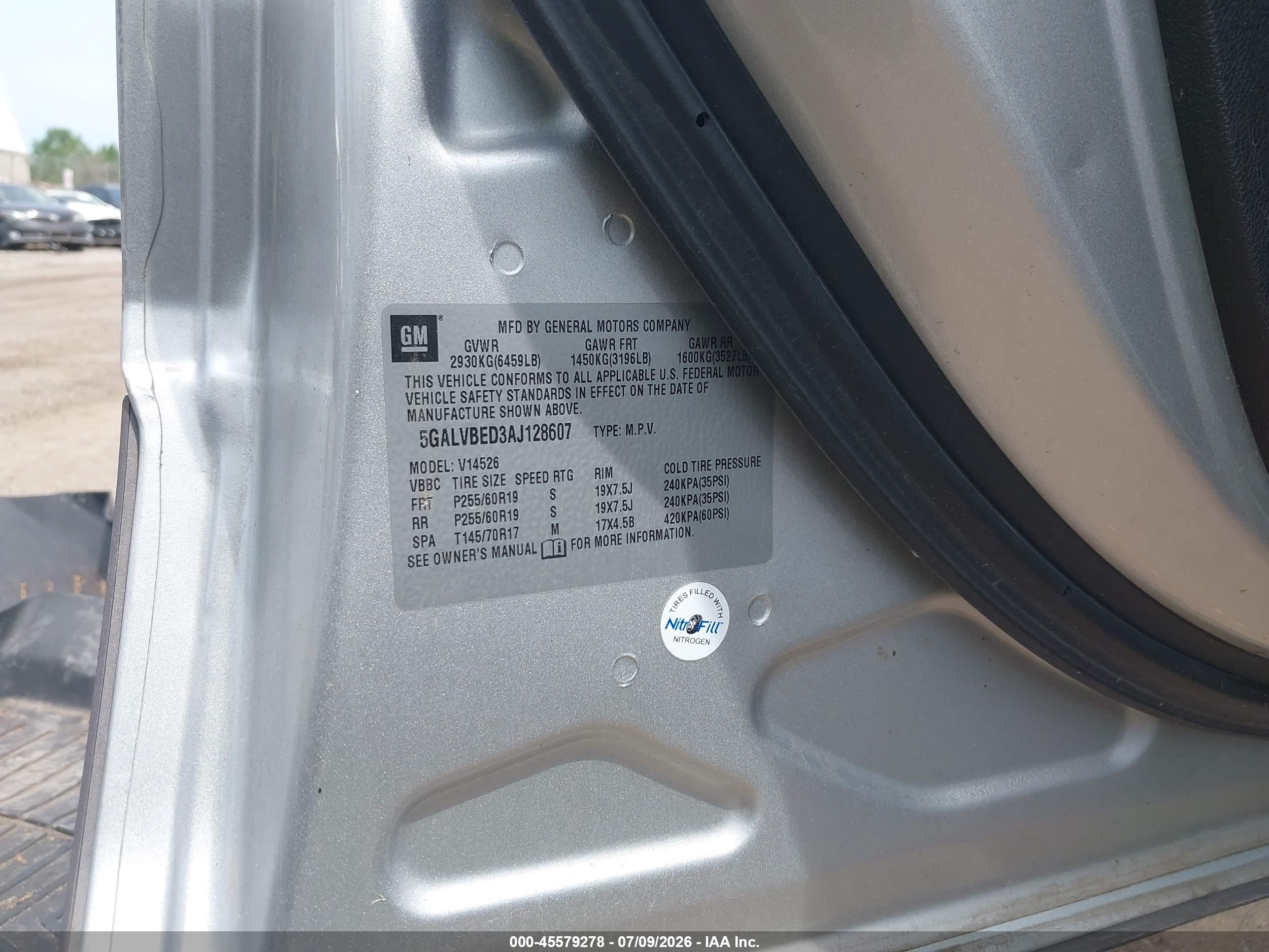 2010 Buick Enclave 1xl Silver vin: 5GALVBED3AJ128607