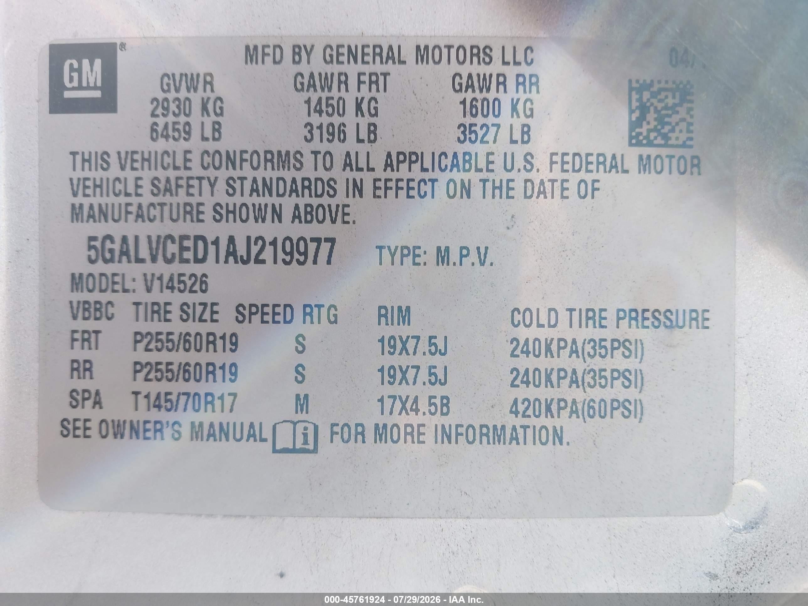 2010 Buick Enclave 2xl Silver vin: 5GALVCED1AJ219977