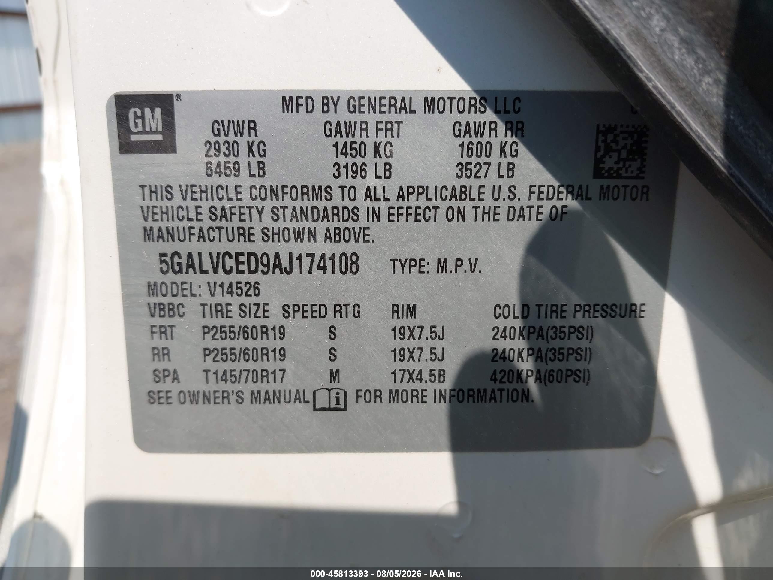 2010 Buick Enclave 2xl White vin: 5GALVCED9AJ174108