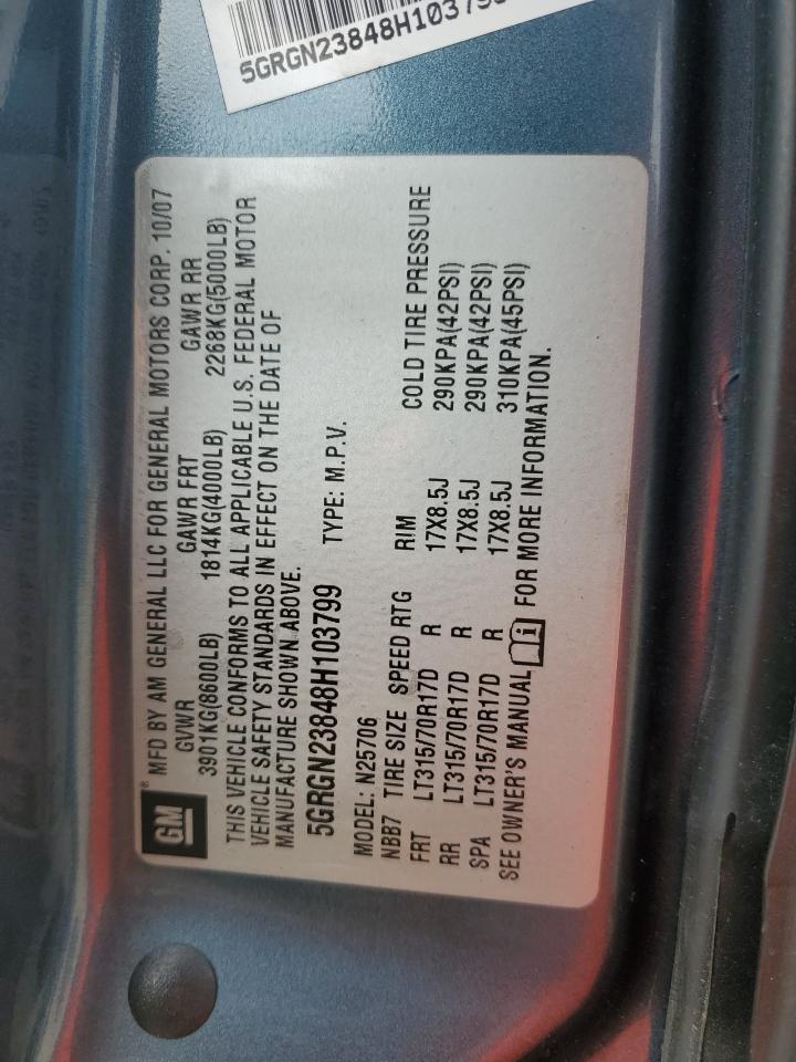 2008 Hummer H2    Blue vin: 5GRGN23848H103799