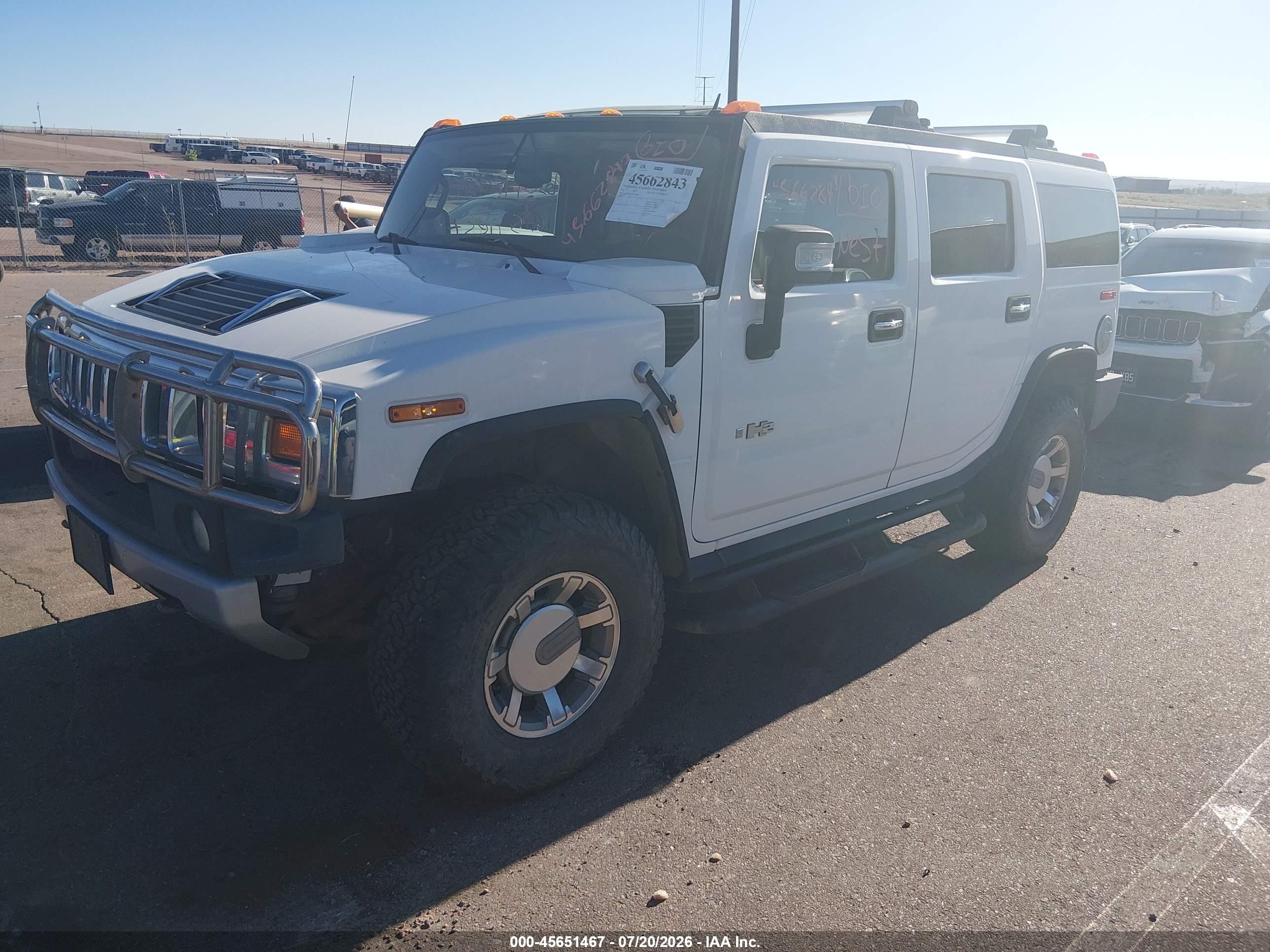 2008 Hummer H2 Suv   White vin: 5GRGN23848H104449