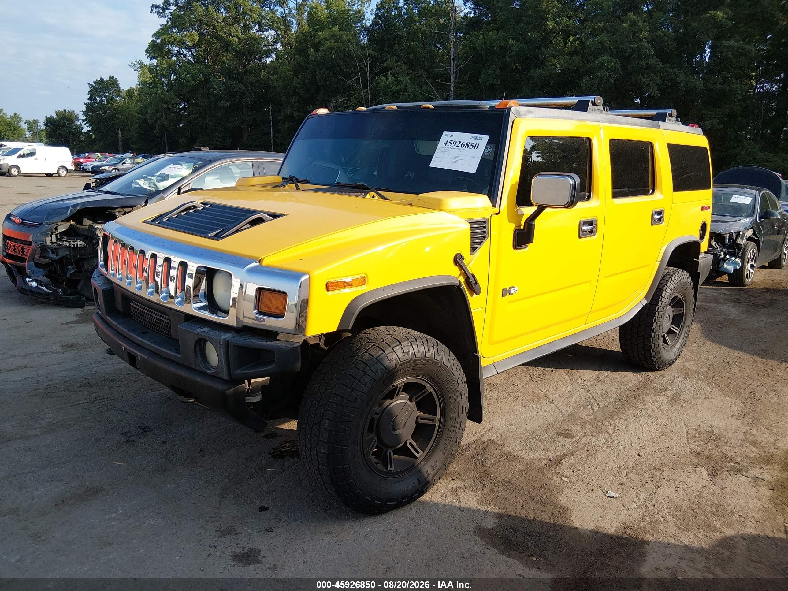 2003 Hummer H2   Yellow vin: 5GRGN23U03H140662