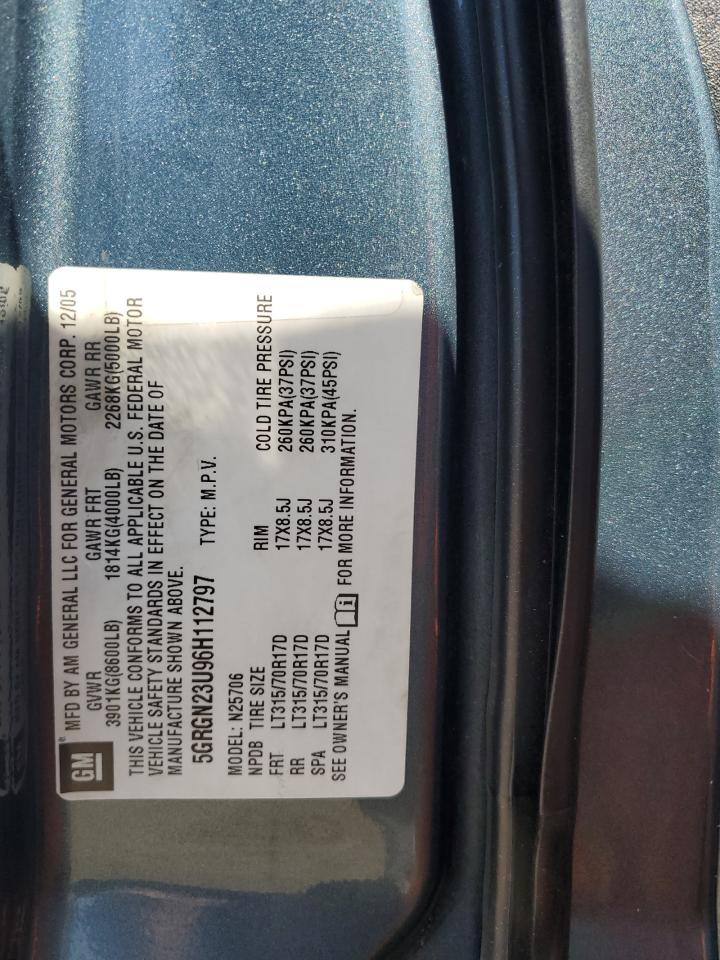 2006 Hummer H2 Blue vin: 5GRGN23U96H112797