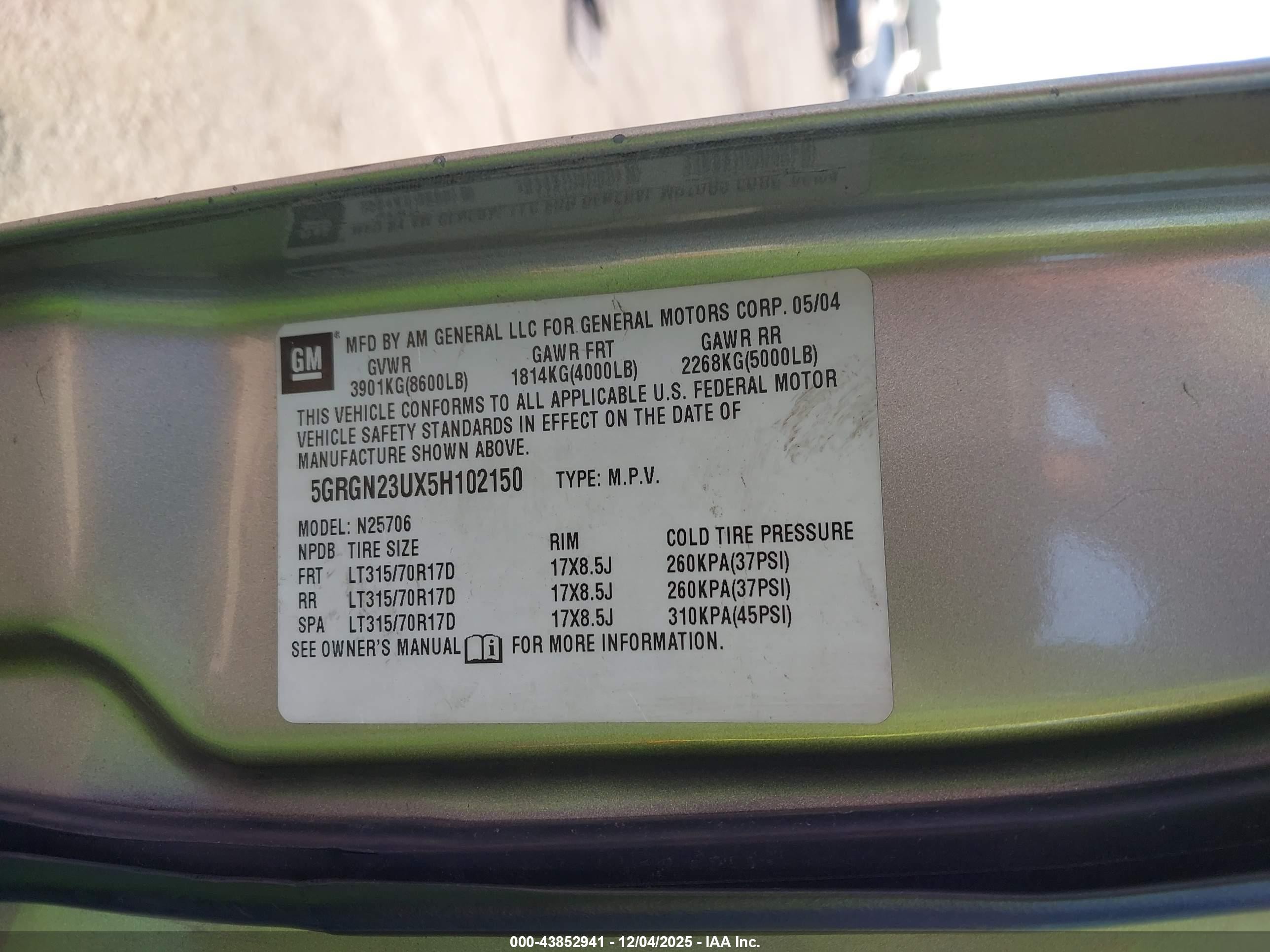 2005 Hummer H2 Suv   Золотой vin: 5GRGN23UX5H102150