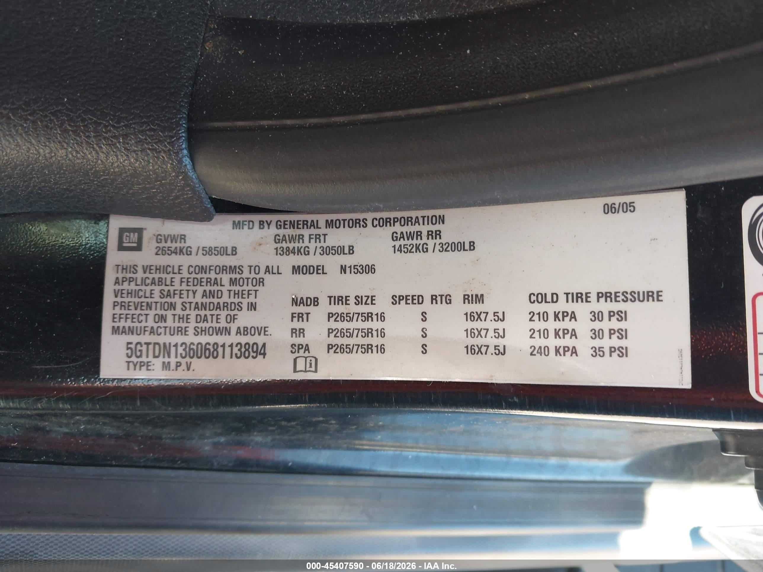 2006 Hummer H3 Suv   Black vin: 5GTDN136068113894