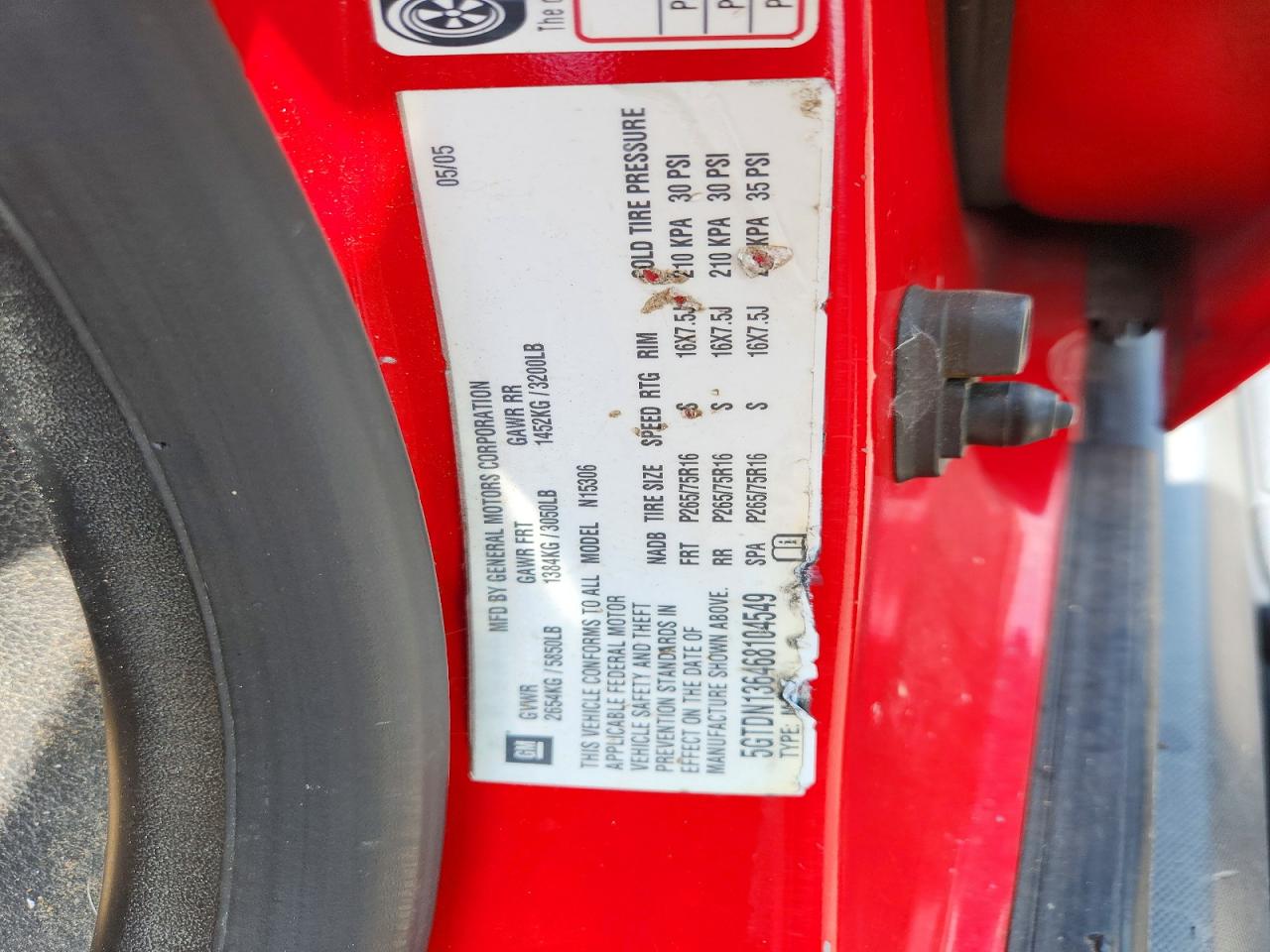 2006 Hummer H3 Red vin: 5GTDN136468104549