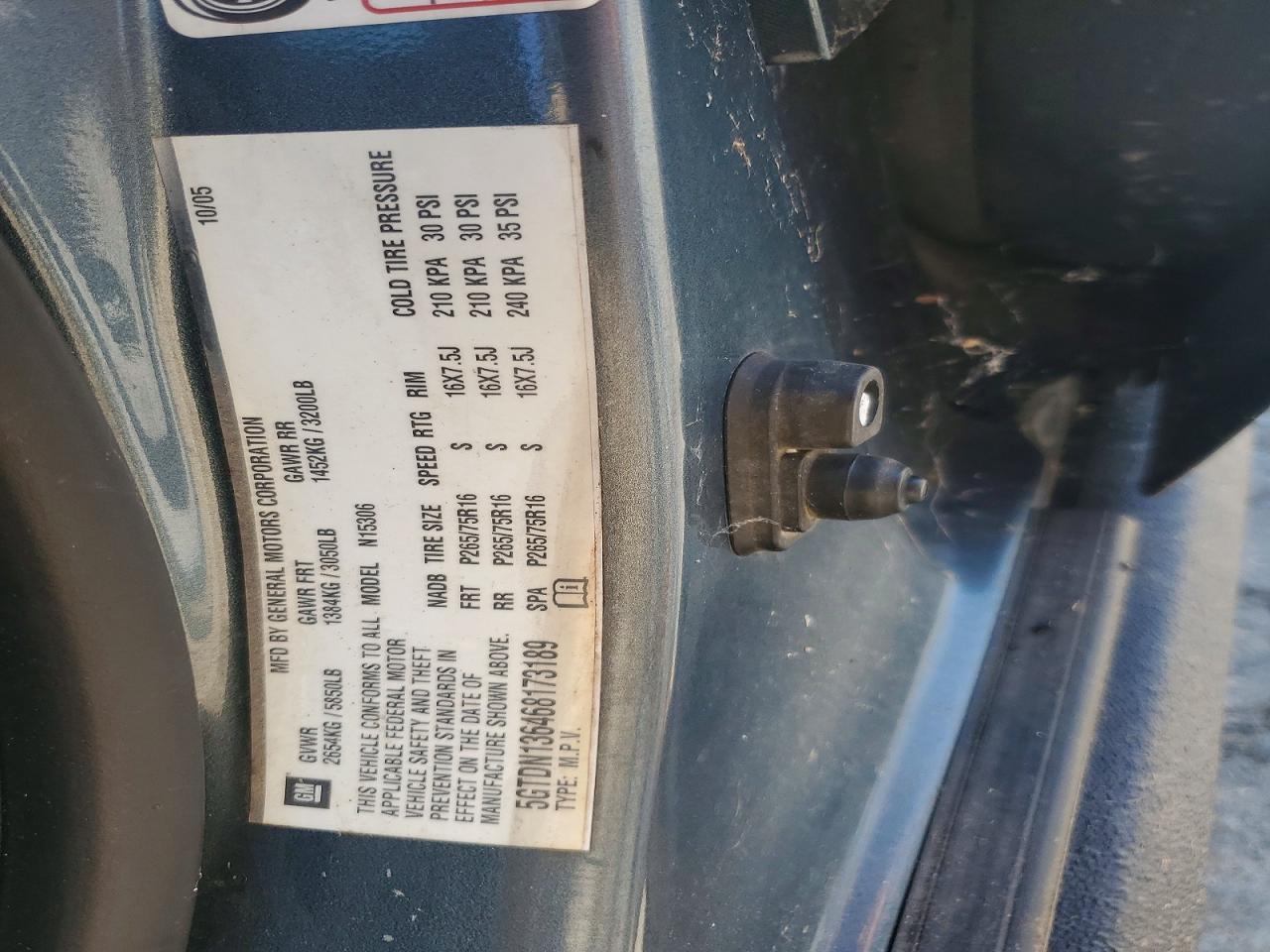 2006 Hummer H3 Blue vin: 5GTDN136468173189