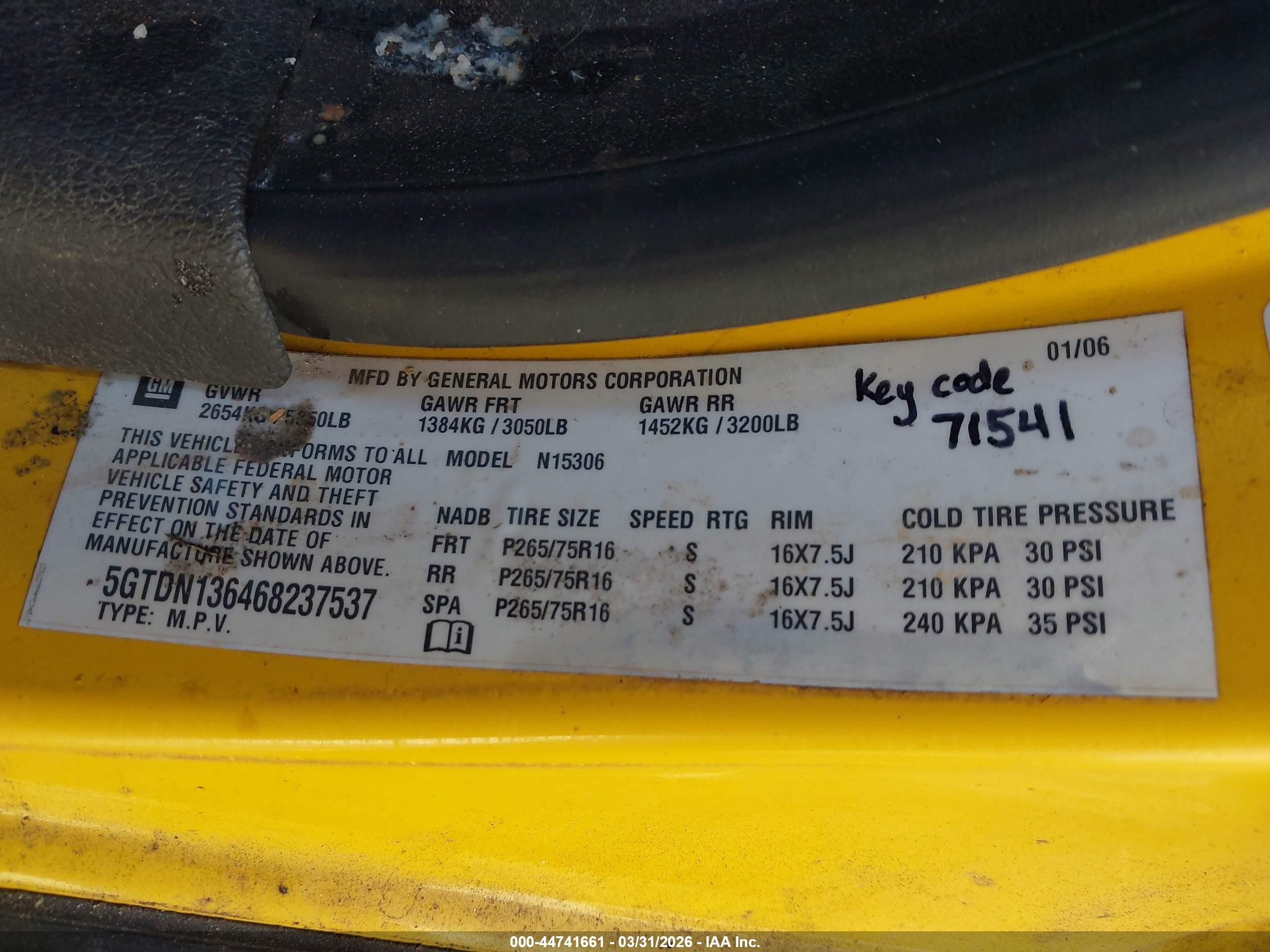2006 Hummer H3 Suv   Yellow vin: 5GTDN136468237537