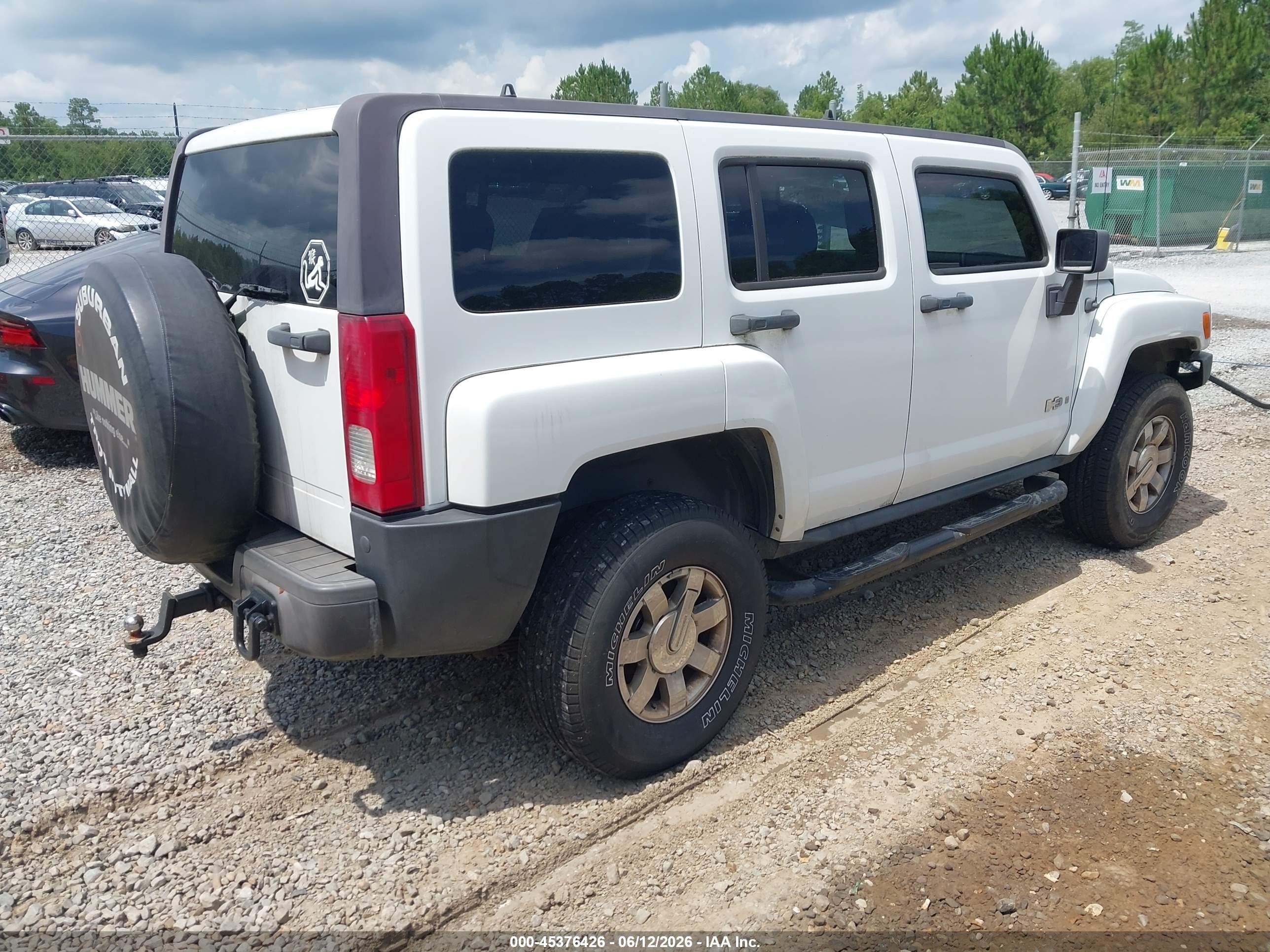 2006 Hummer H3 Suv   White vin: 5GTDN136668196876