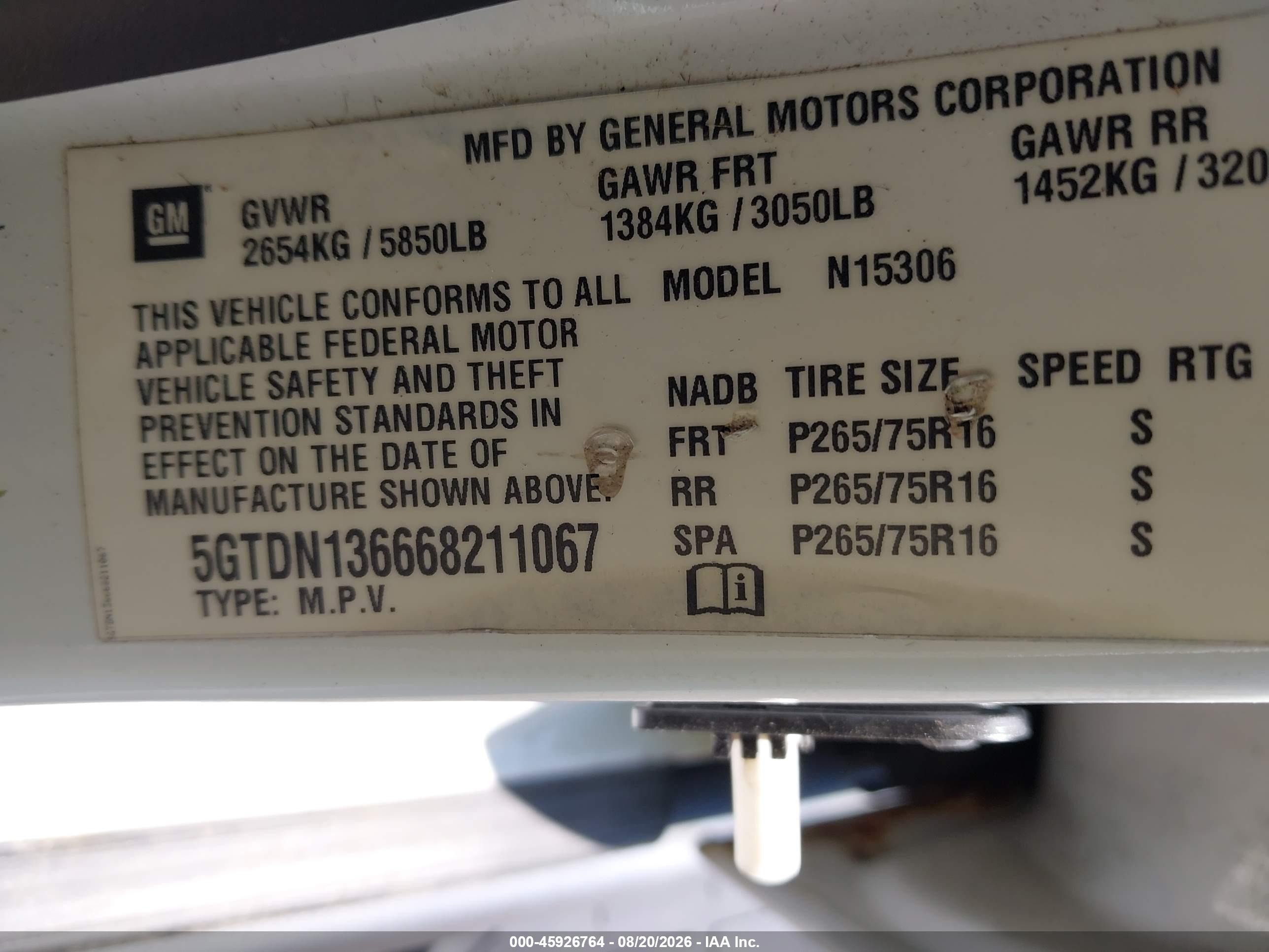 2006 Hummer H3 Suv   White vin: 5GTDN136668211067