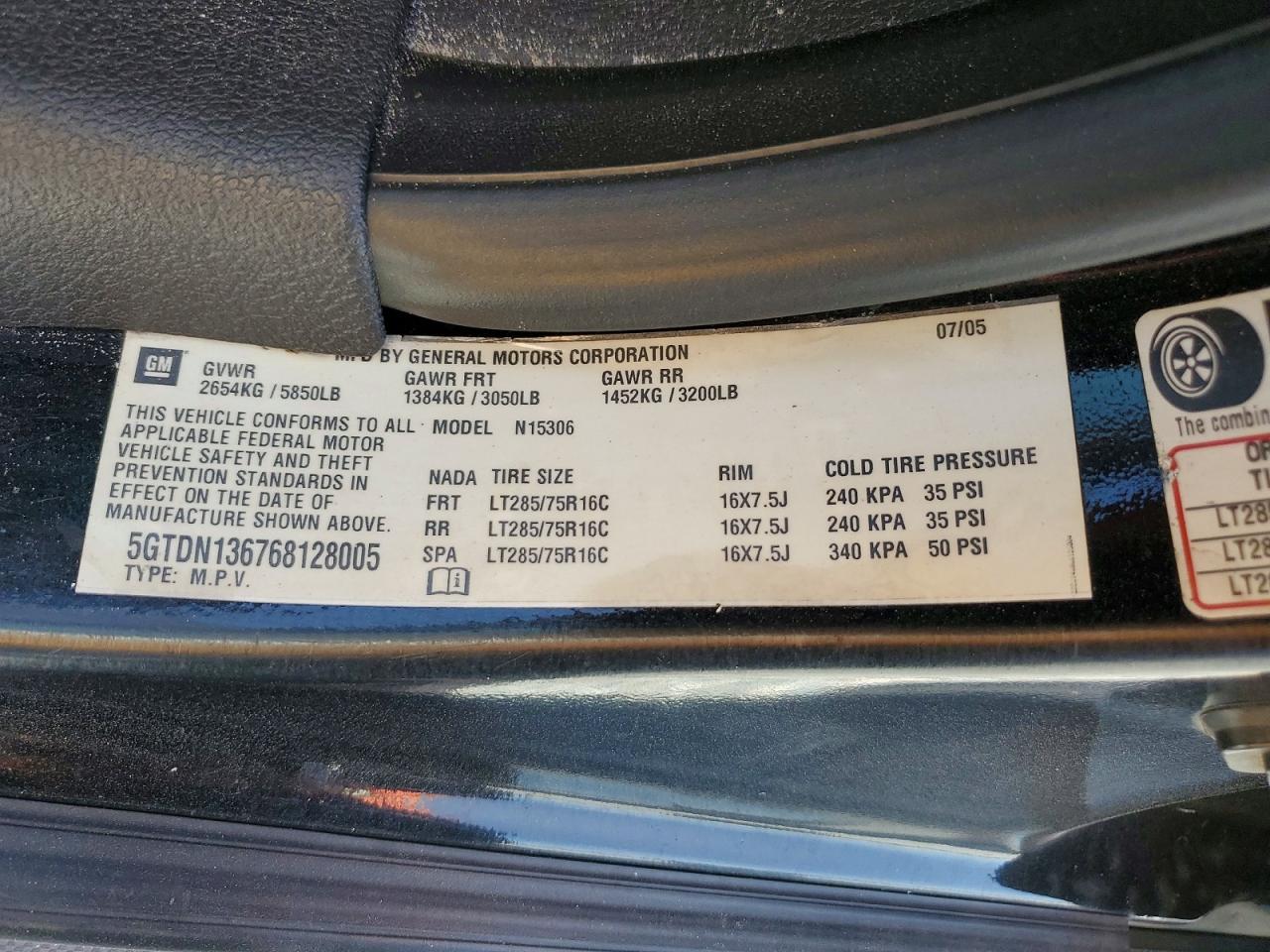 2006 Hummer H3 Black vin: 5GTDN136768128005