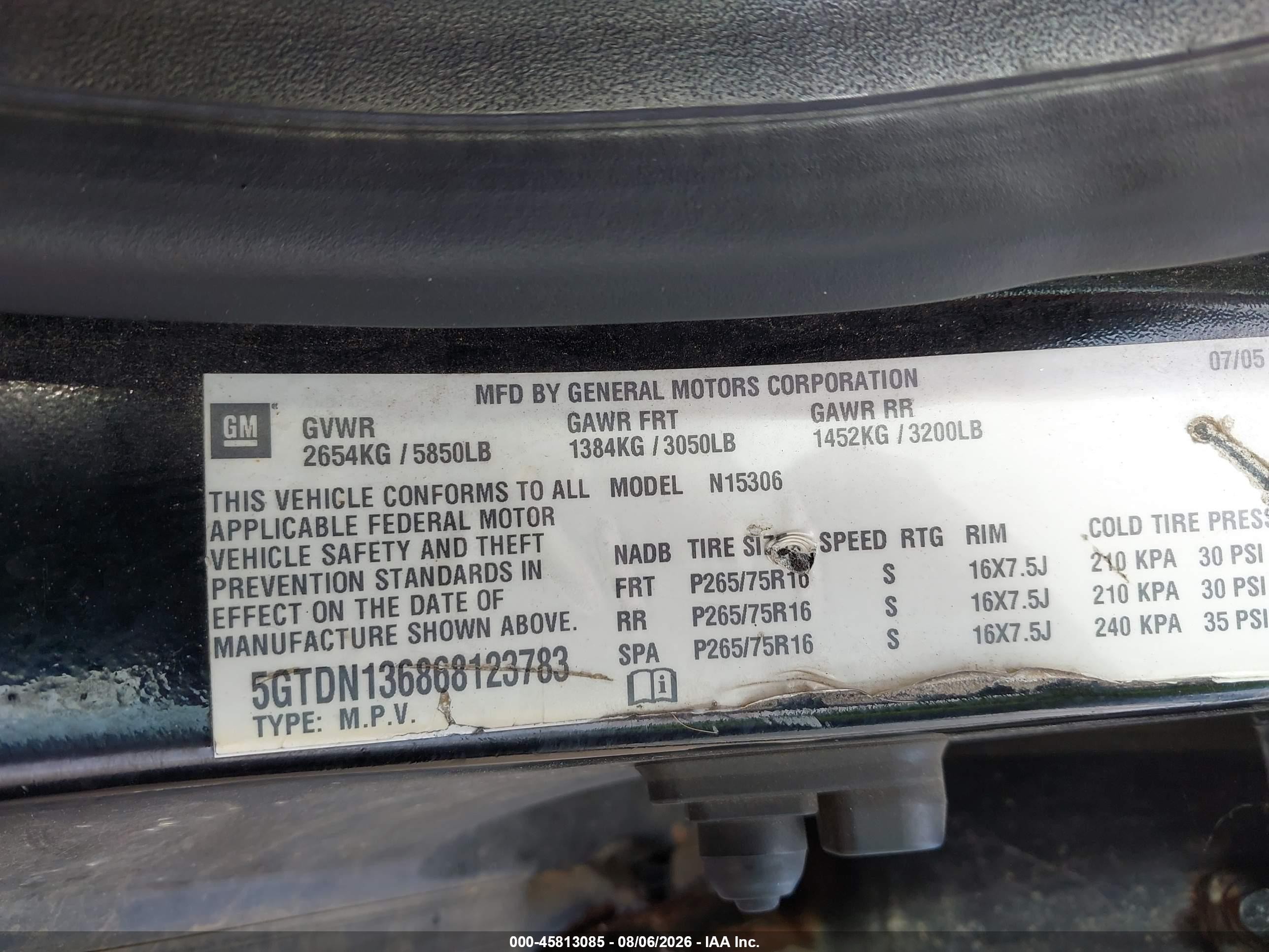2006 Hummer H3 Suv   Black vin: 5GTDN136868123783