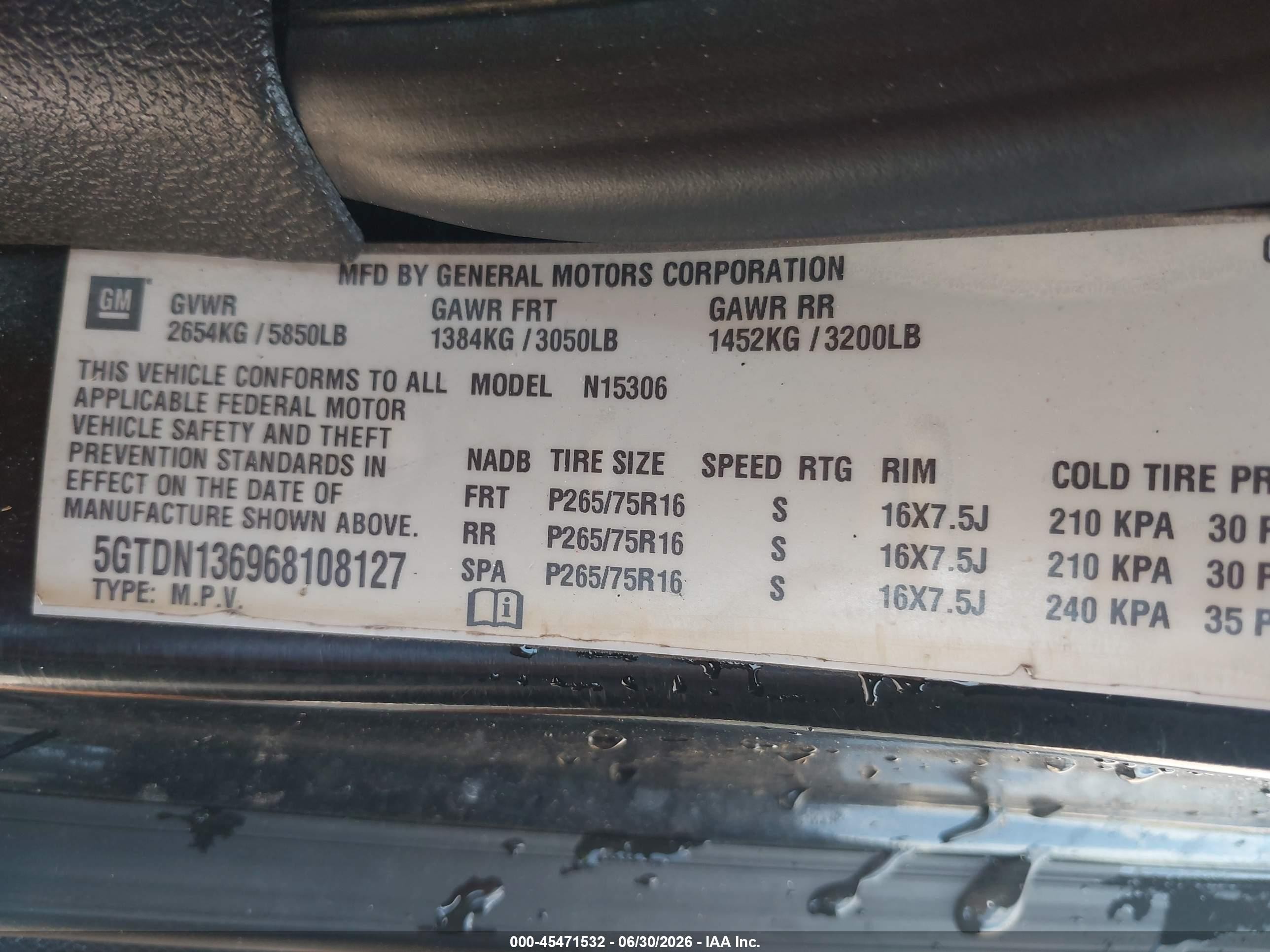 2006 Hummer H3 Suv   Black vin: 5GTDN136968108127