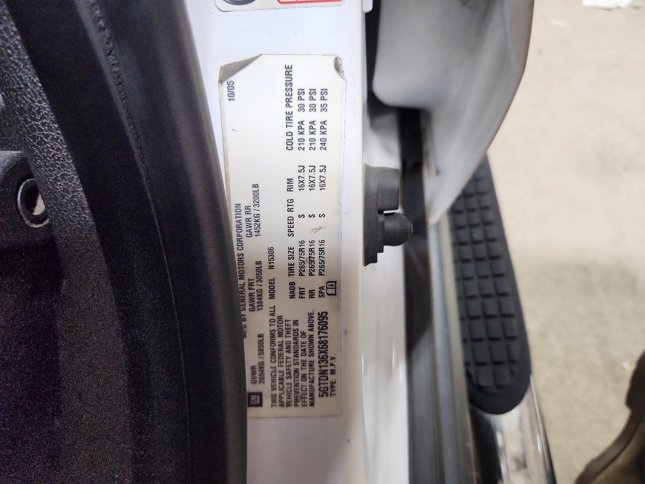 2006 Hummer H3 White vin: 5GTDN136X68176095