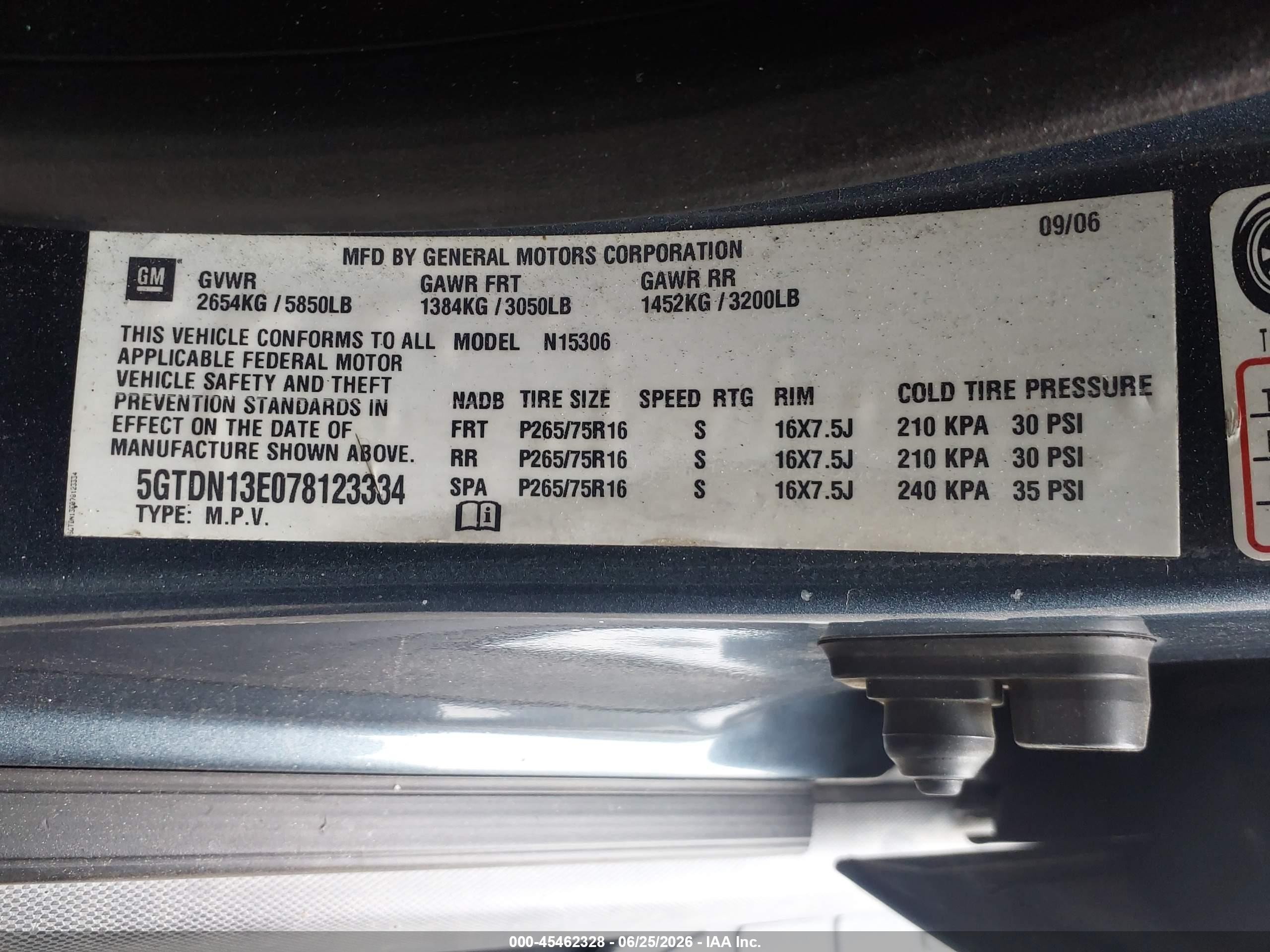 2007 Hummer H3 Suv   Blue vin: 5GTDN13E078123334