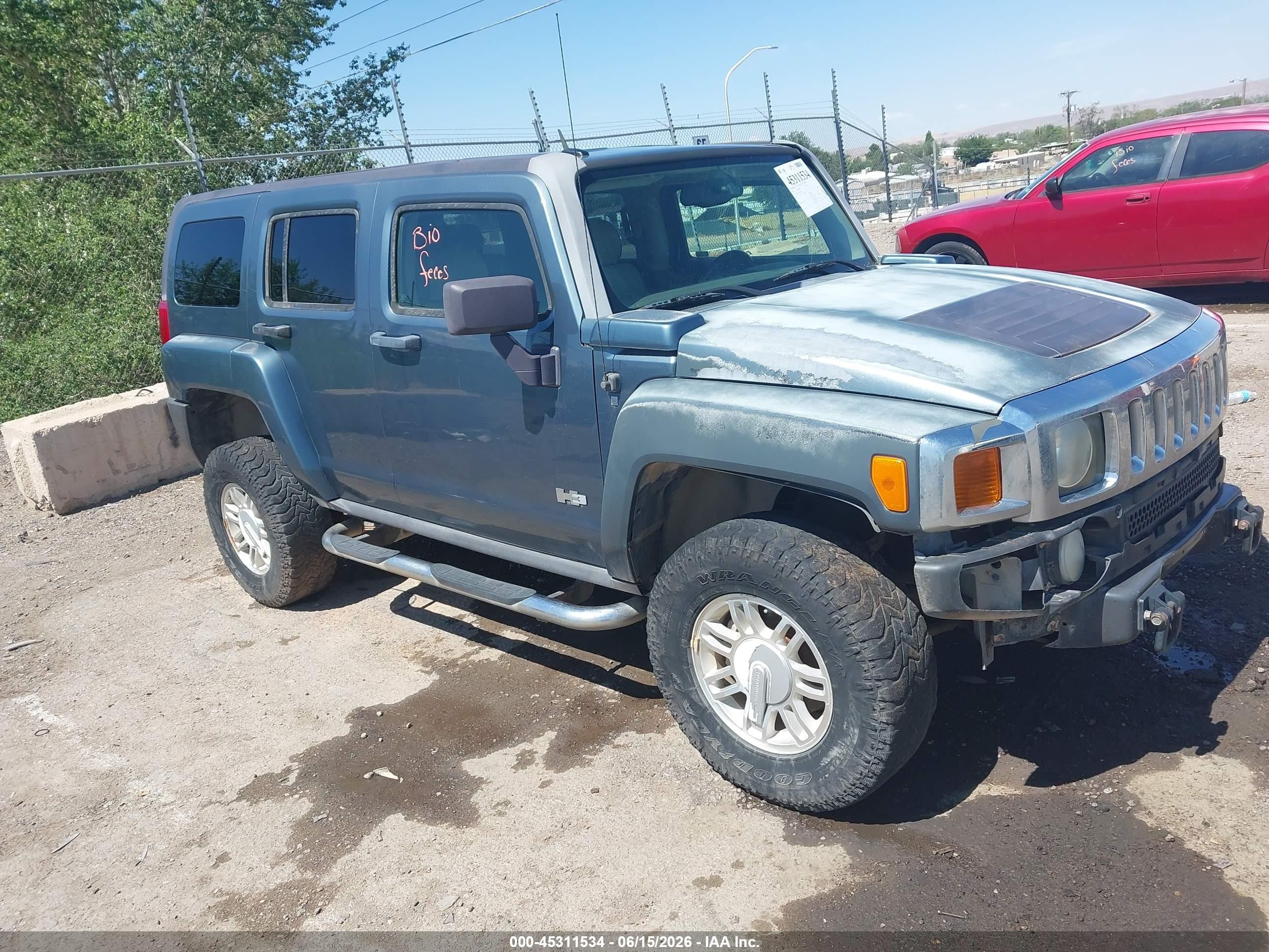 2007 Hummer H3 Suv   Gray vin: 5GTDN13E078164322