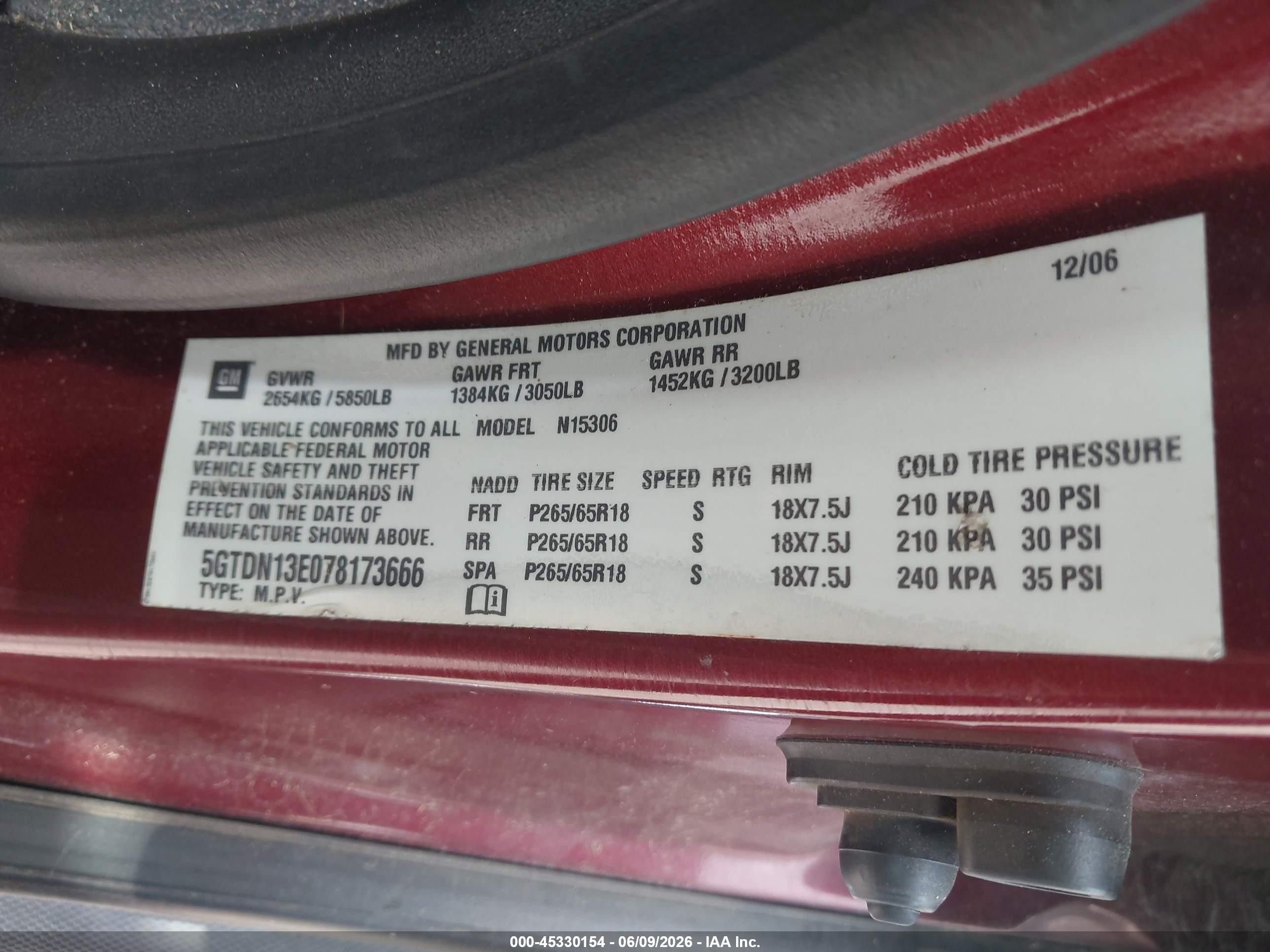2007 Hummer H3 Suv   Purple vin: 5GTDN13E078173666