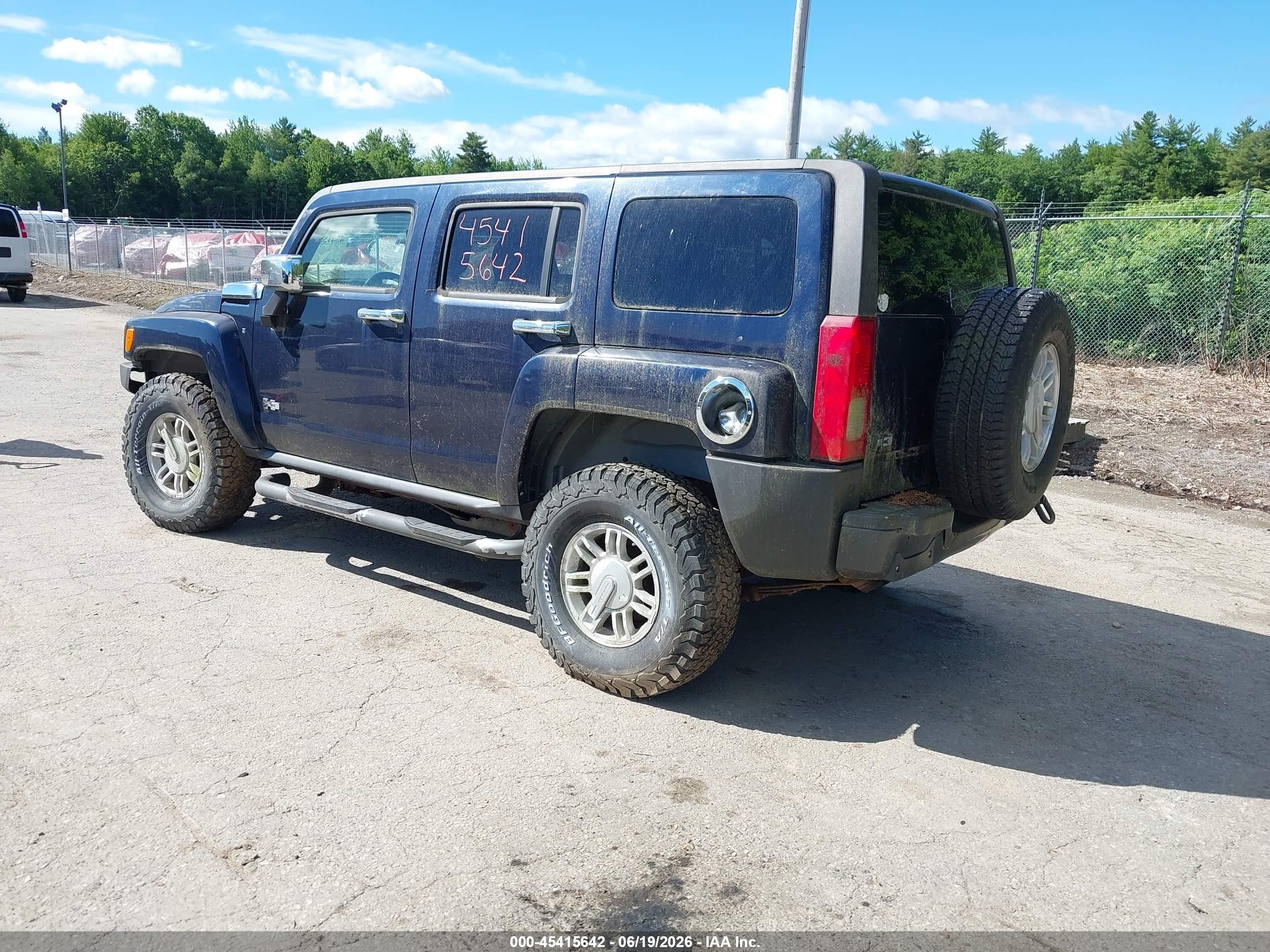 2007 Hummer H3 Suv   Blue vin: 5GTDN13E078196557