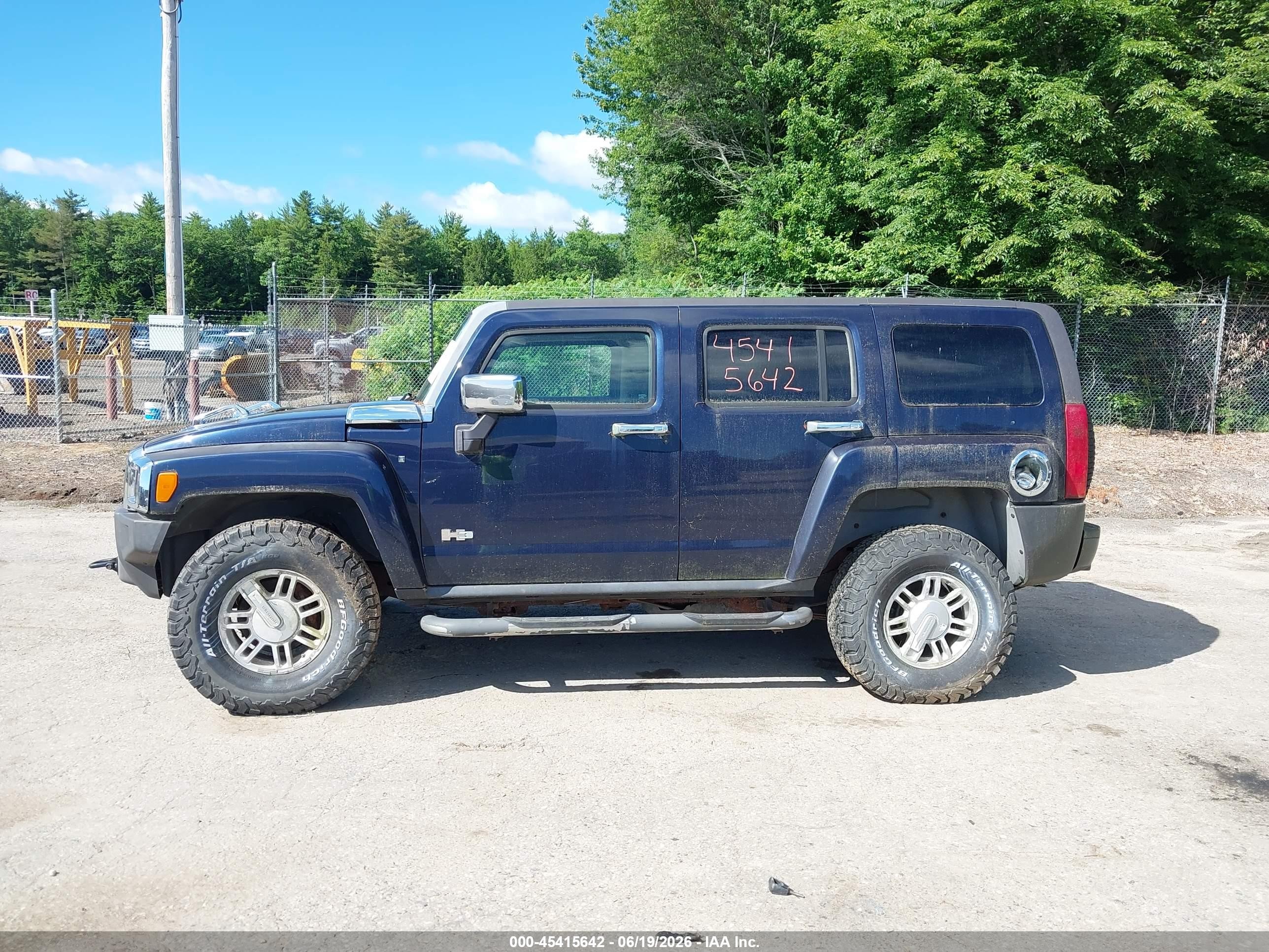 2007 Hummer H3 Suv   Blue vin: 5GTDN13E078196557