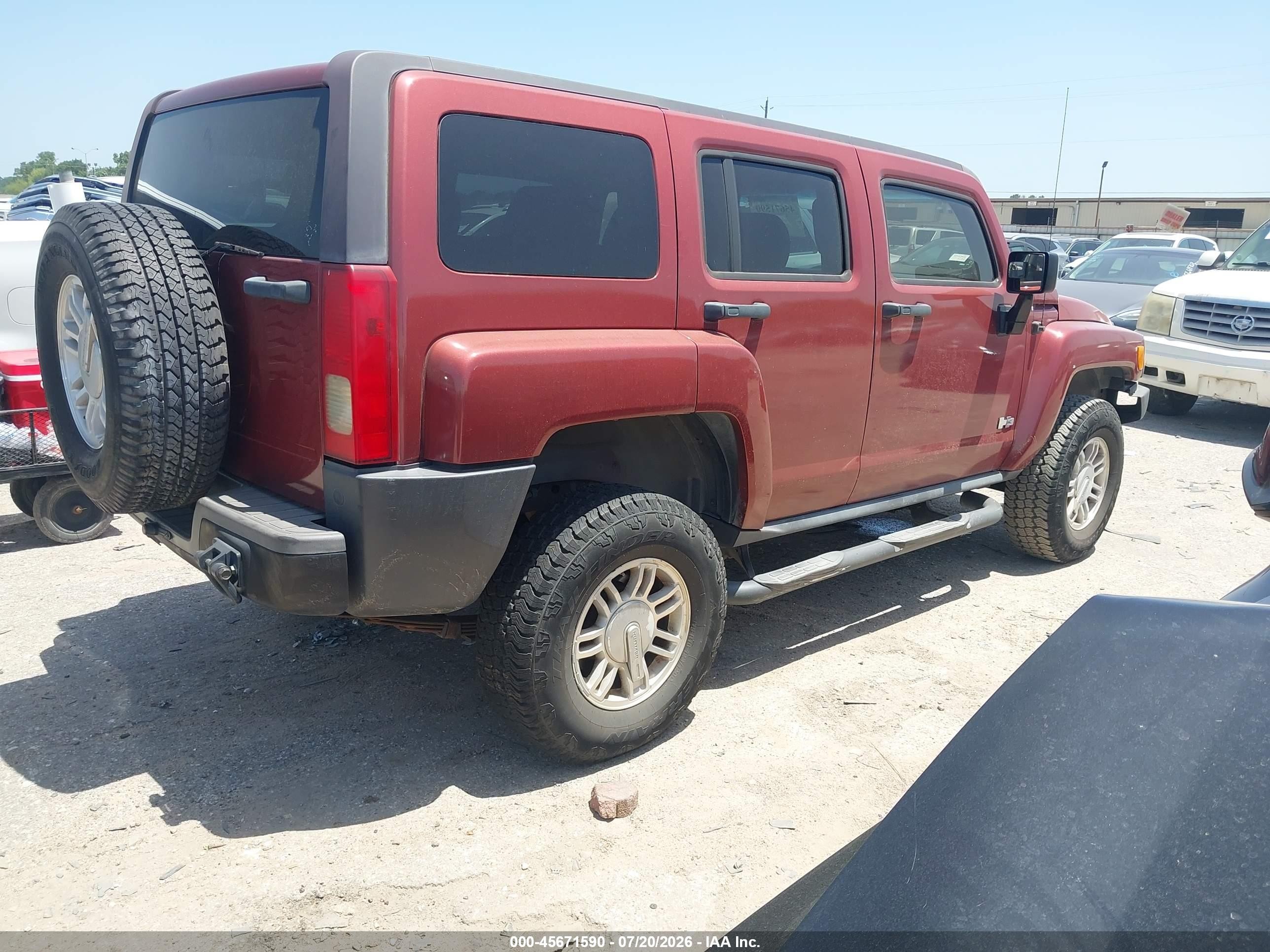 2007 Hummer H3 Suv   Red vin: 5GTDN13E078213289